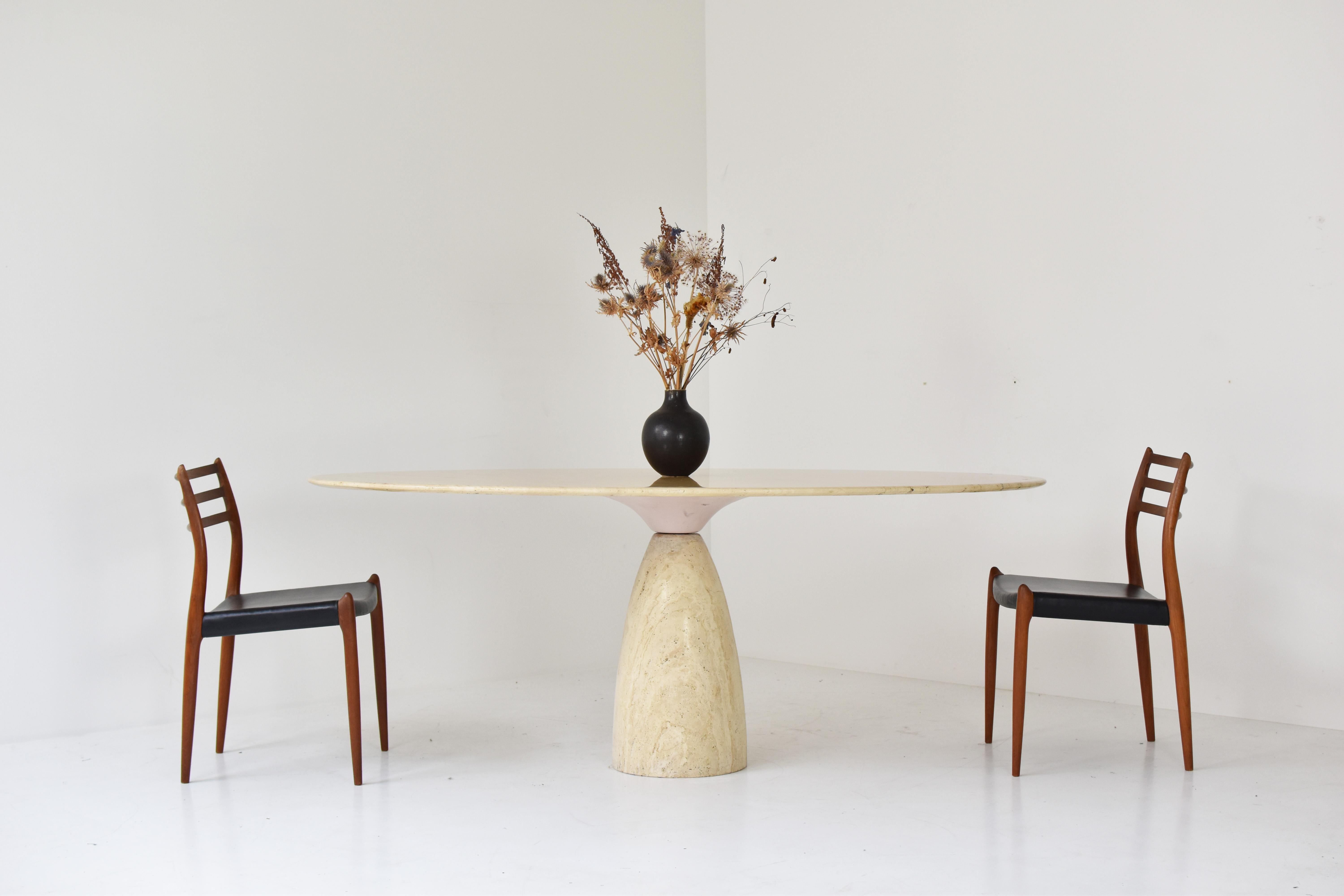 ‘Finale’ Oval Dining Table in Travertine by Peter Draenert, Germany 1970s 11