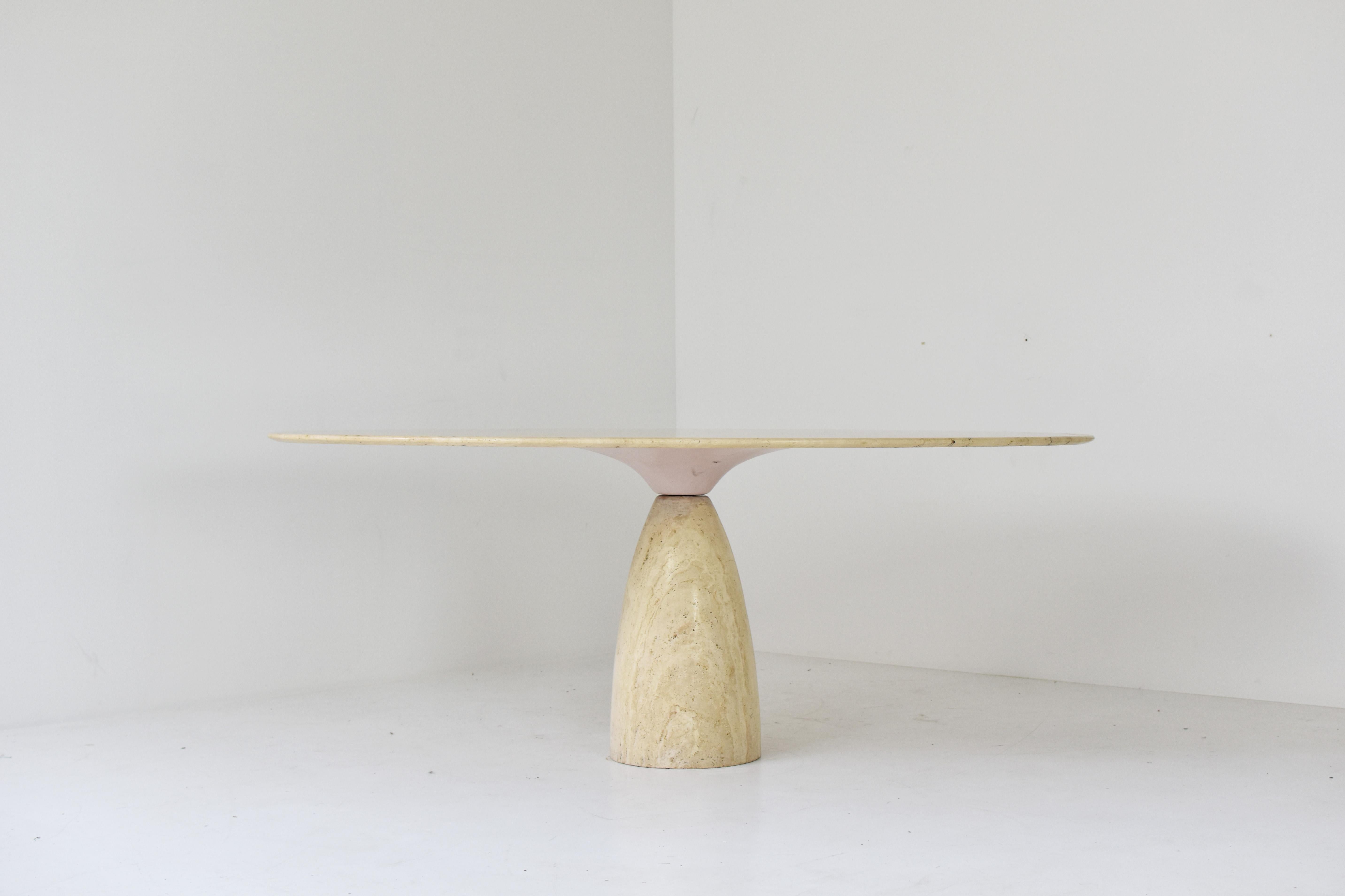 Mid-Century Modern ‘Finale’ Oval Dining Table in Travertine by Peter Draenert, Germany 1970s