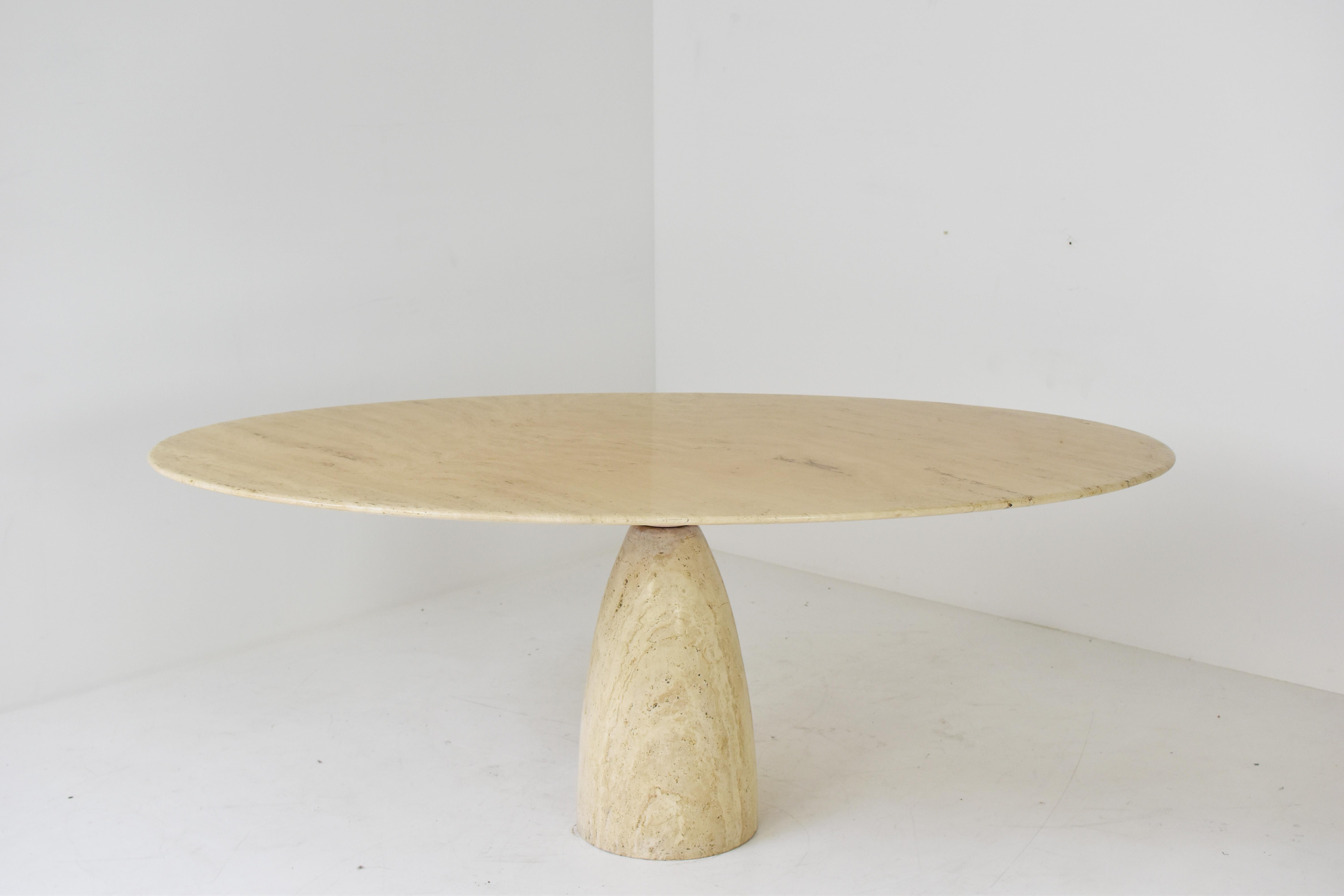‘Finale’ Oval Dining Table in Travertine by Peter Draenert, Germany 1970s In Good Condition In Antwerp, BE