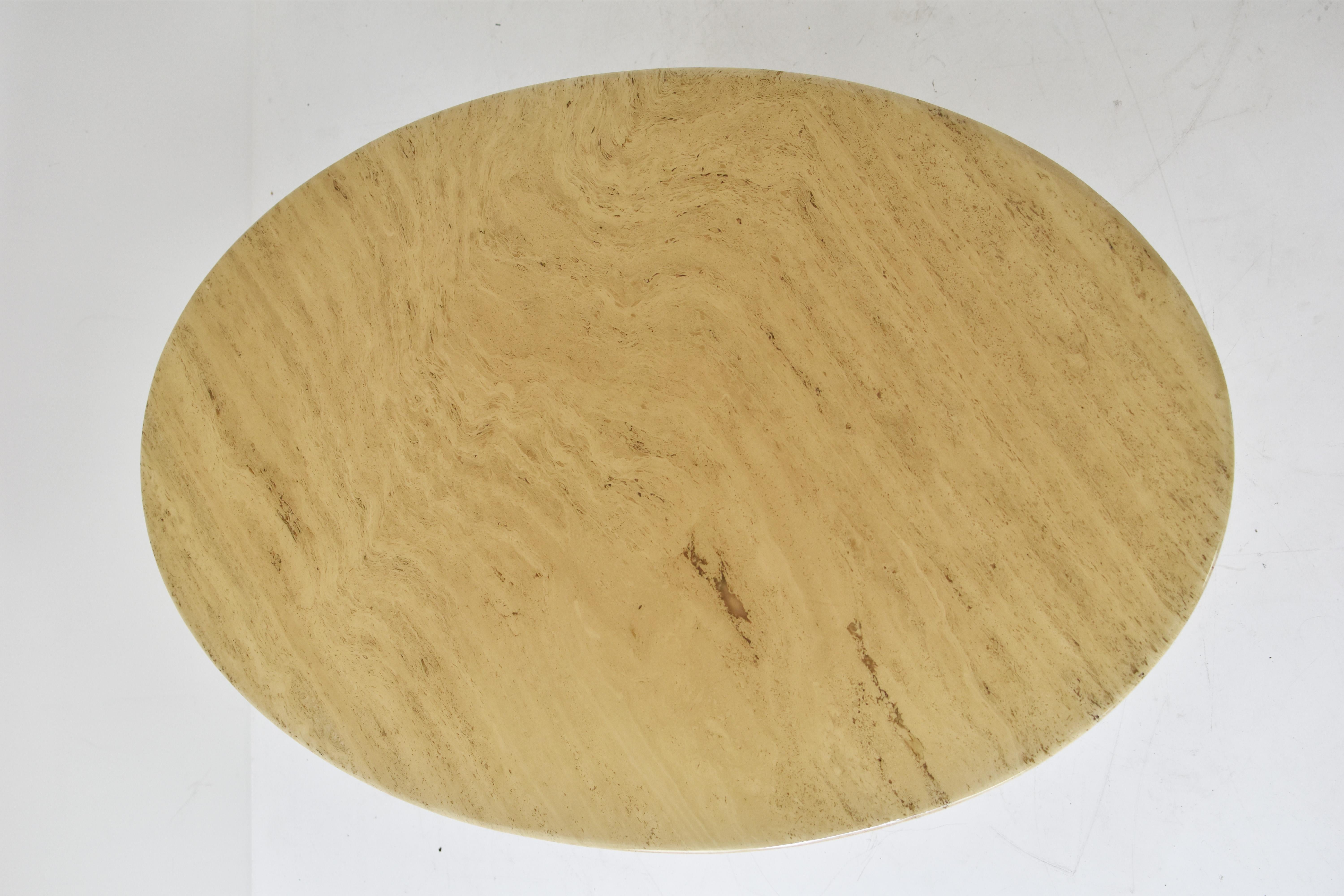 ‘Finale’ Oval Dining Table in Travertine by Peter Draenert, Germany 1970s 2