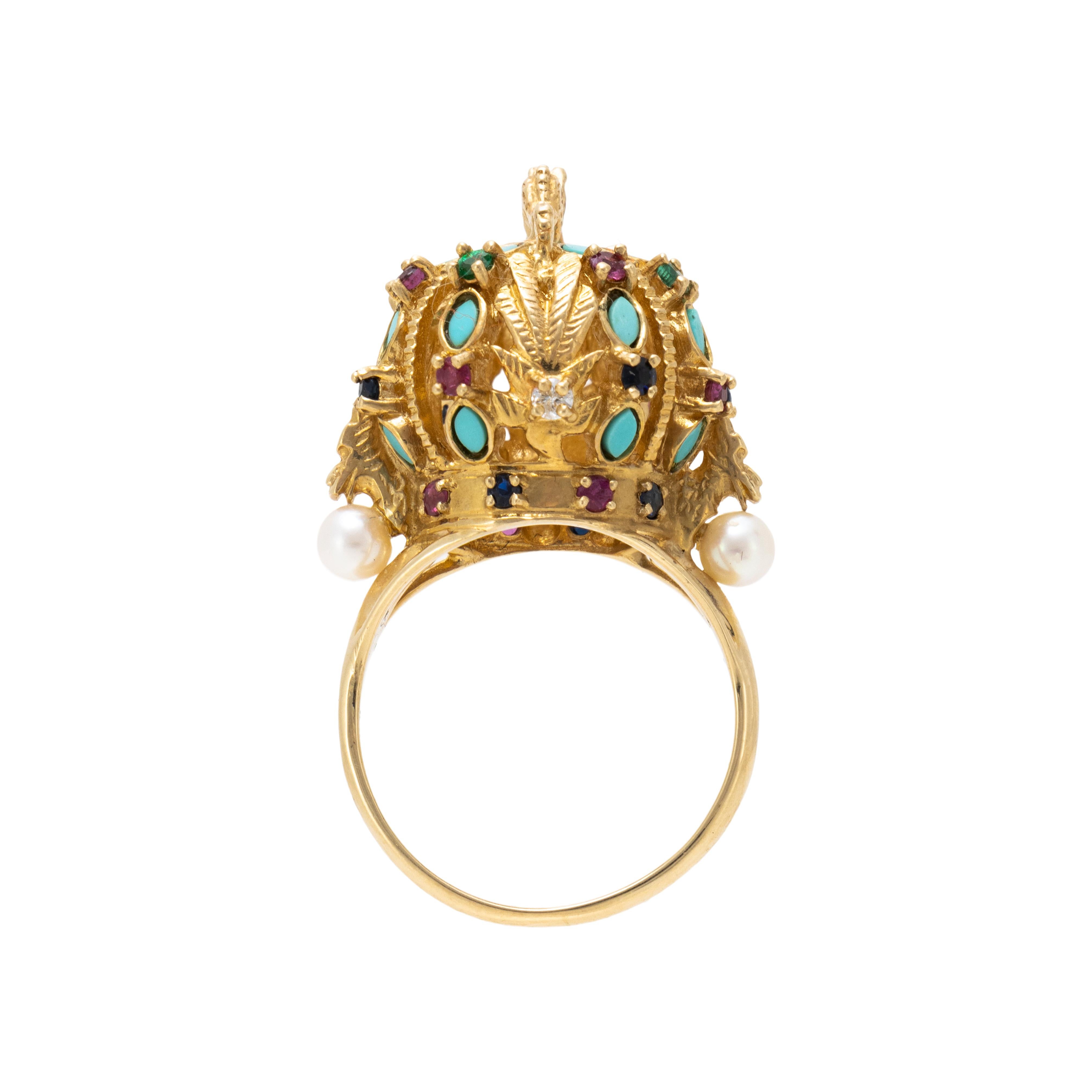 High Victorian Finberg Gold Crown Ring For Sale