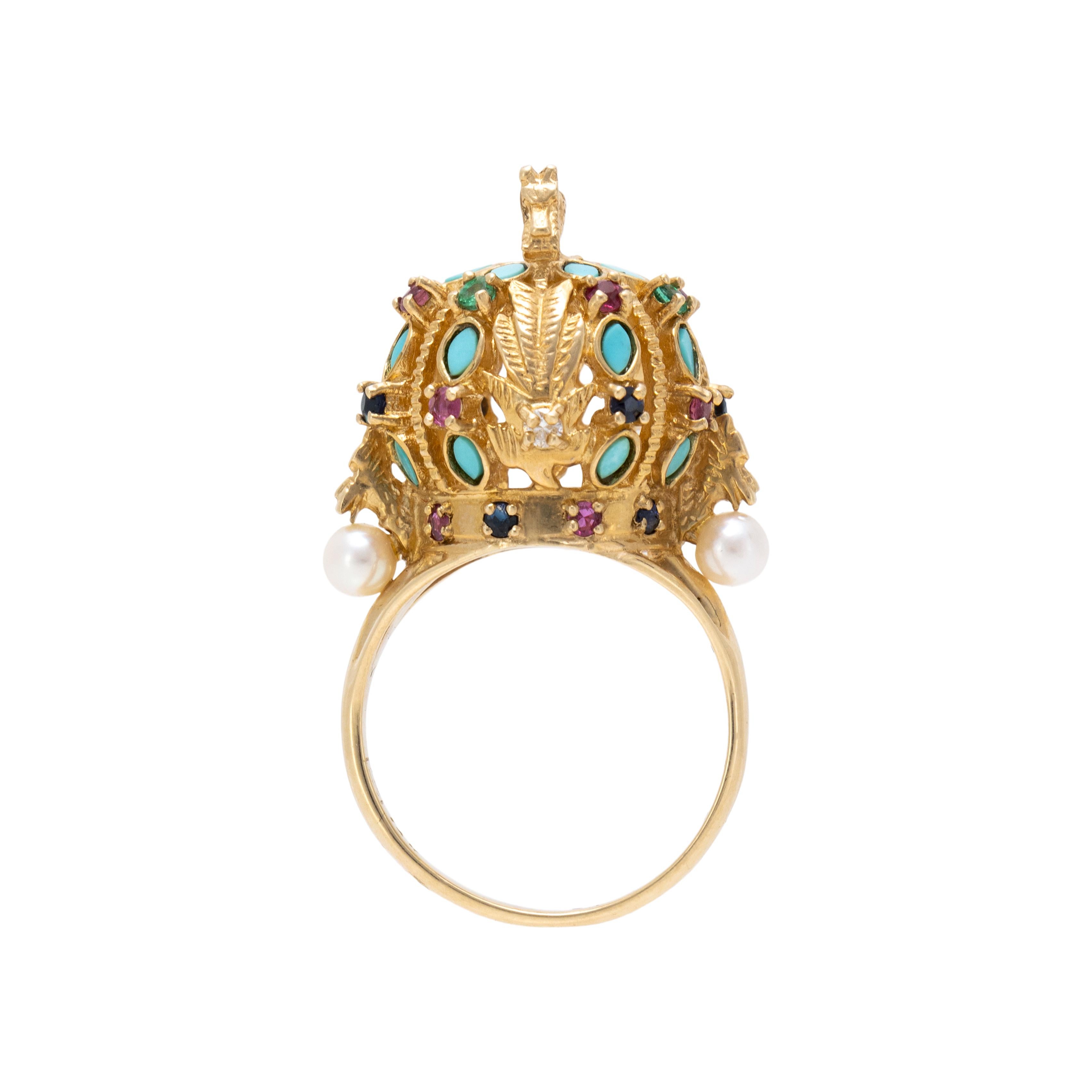 Round Cut Finberg Gold Crown Ring For Sale