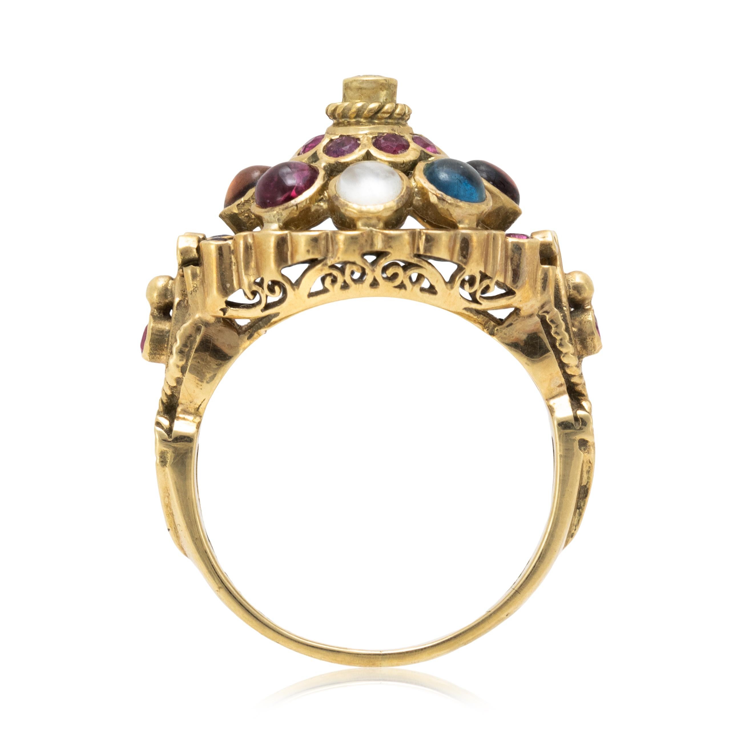 Round Cut Finberg Gold Temple Ring For Sale