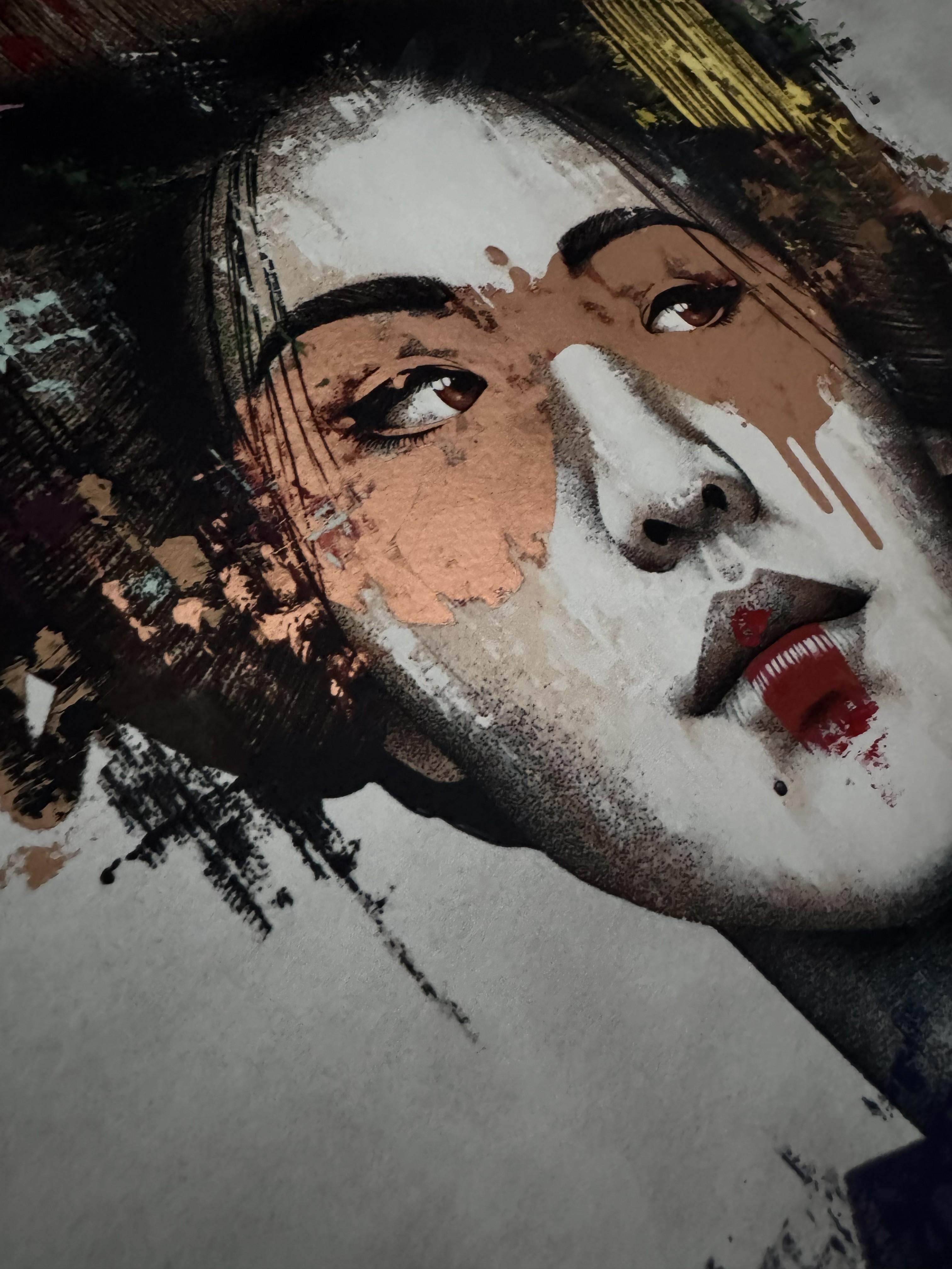 Sansho (Grey & Copper Leaf) 23 Colour Screen Print On 330 Gsm somerset Paper For Sale 1