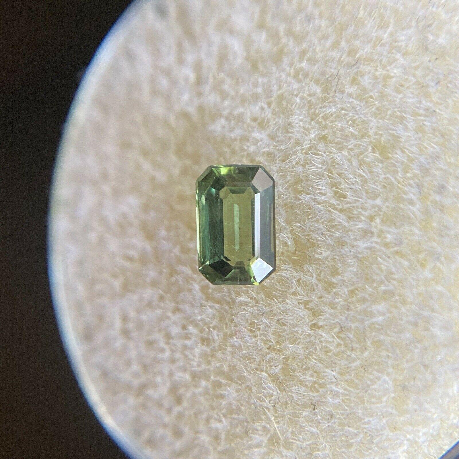 Fine 0.57ct Green Untreated Australian Sapphire Emerald Cut 5.7x3.7mm Loose Gem

Natural Untreated Australian Green Sapphire Gemstone. 
0.57 Carat with a beautiful green colour and an excellent emerald octagon cut. Also has excellent clarity, very