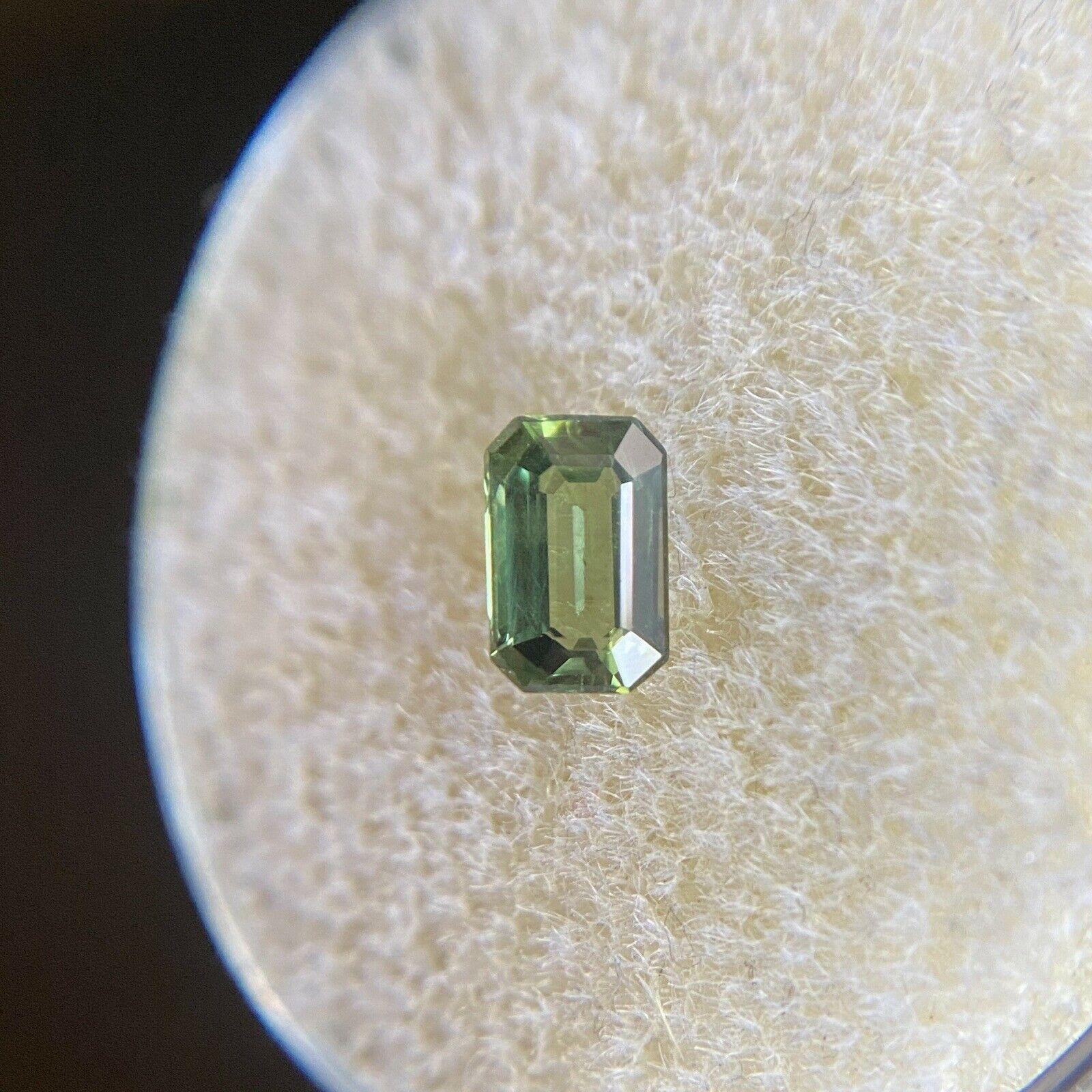 Fine 0.57ct Green Untreated Australian Sapphire Emerald Cut Loose Gem 1