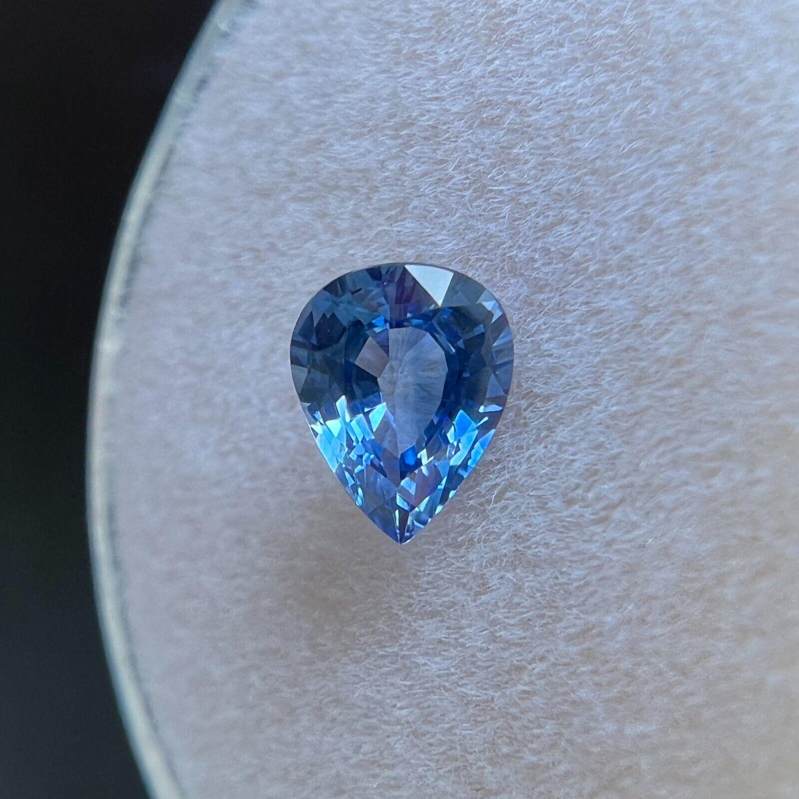 Fine 0.64ct Malibu Blue Ceylon Sapphire Pear Cut Rare Gemstone VVS In New Condition For Sale In Birmingham, GB