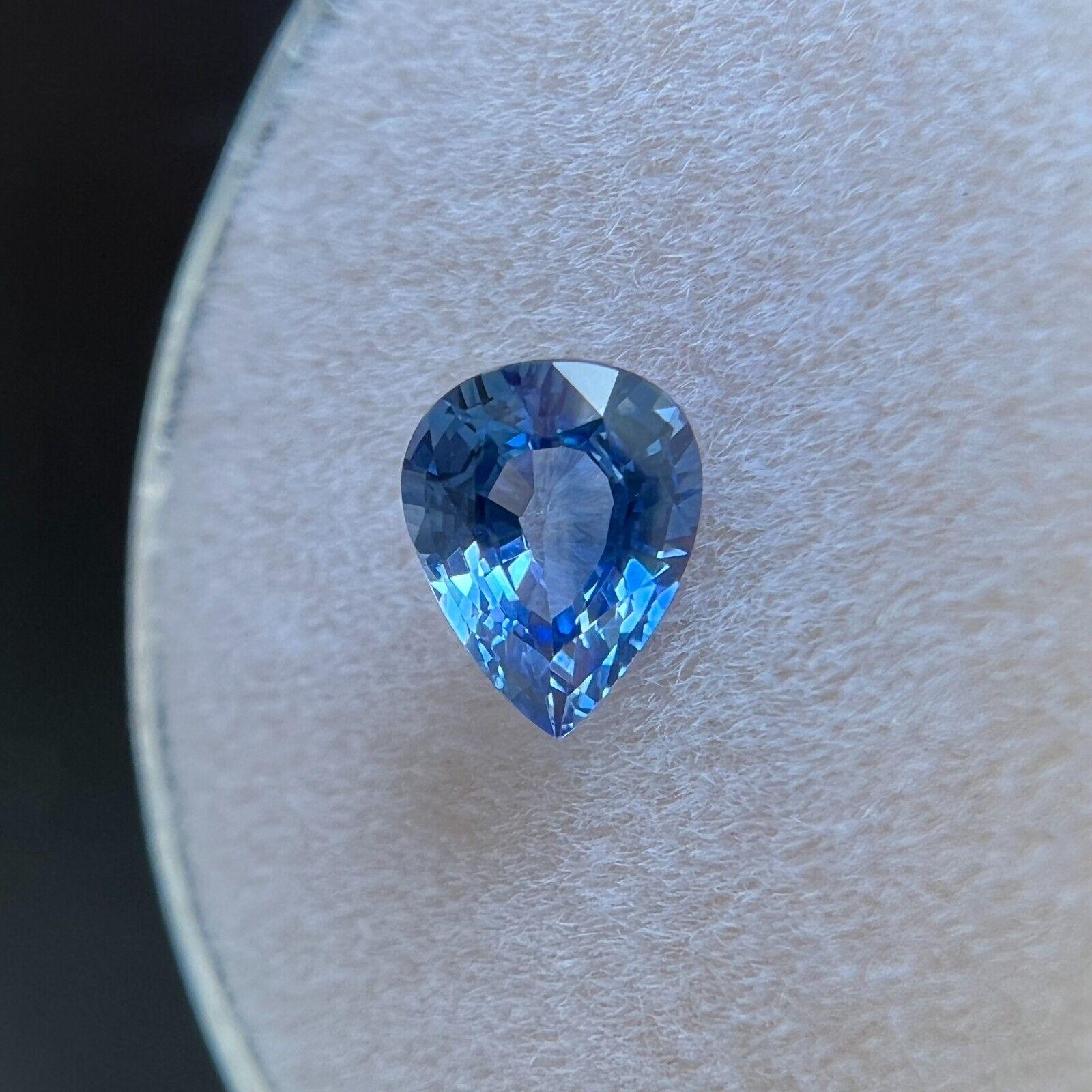 Women's or Men's Fine 0.64ct Malibu Blue Ceylon Sapphire Pear Cut Rare Gemstone VVS For Sale