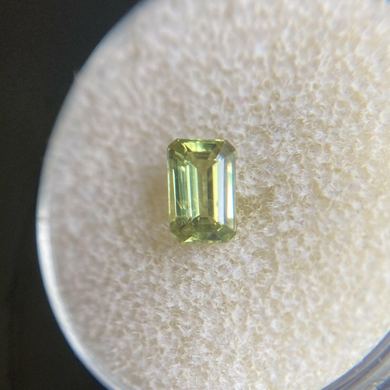 Fine 0.80ct Green Yellow Untreated Australian Sapphire Emerald Cut Gem For Sale 1