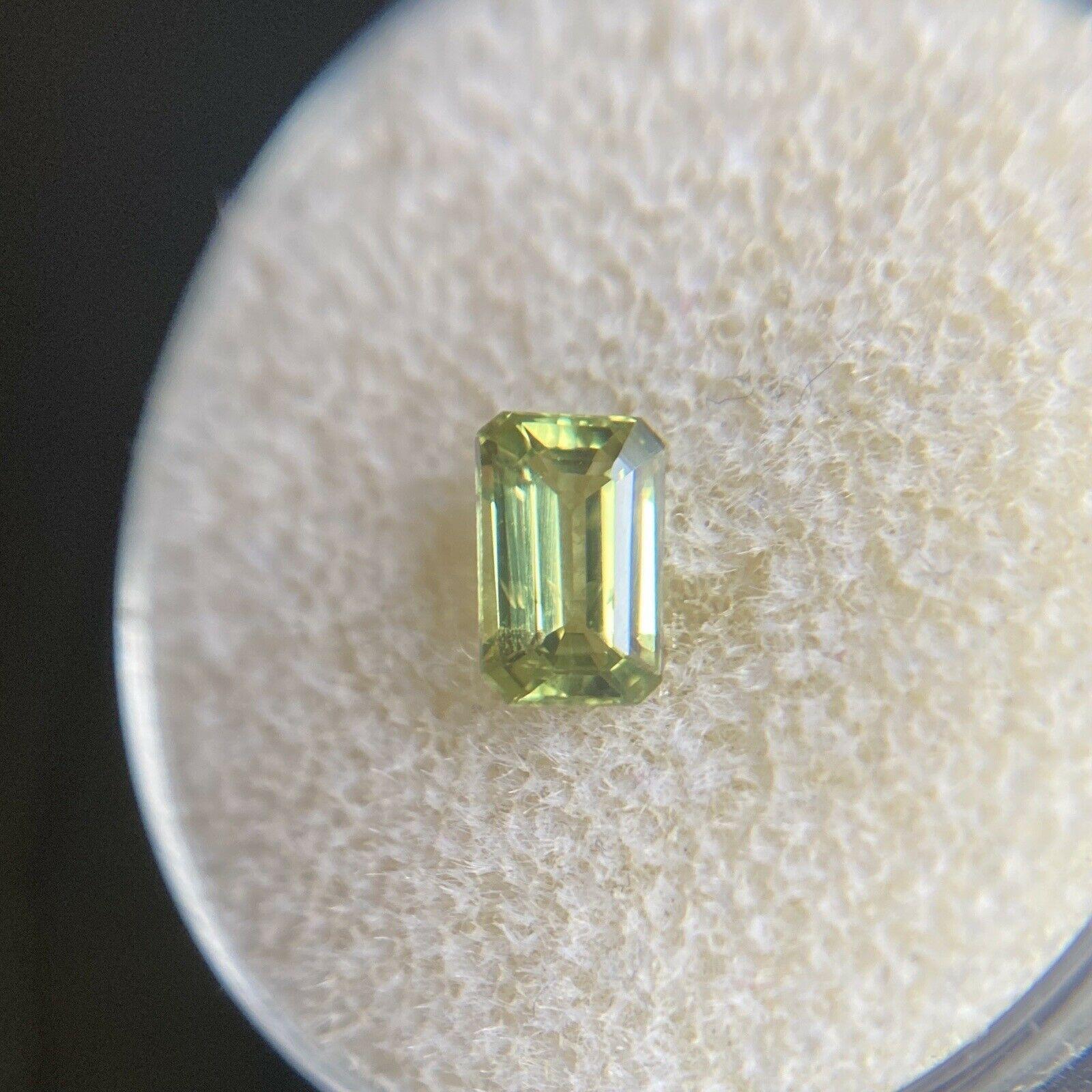 Fine 0.80ct Green Yellow Untreated Australian Sapphire Emerald Cut Gem For Sale 2