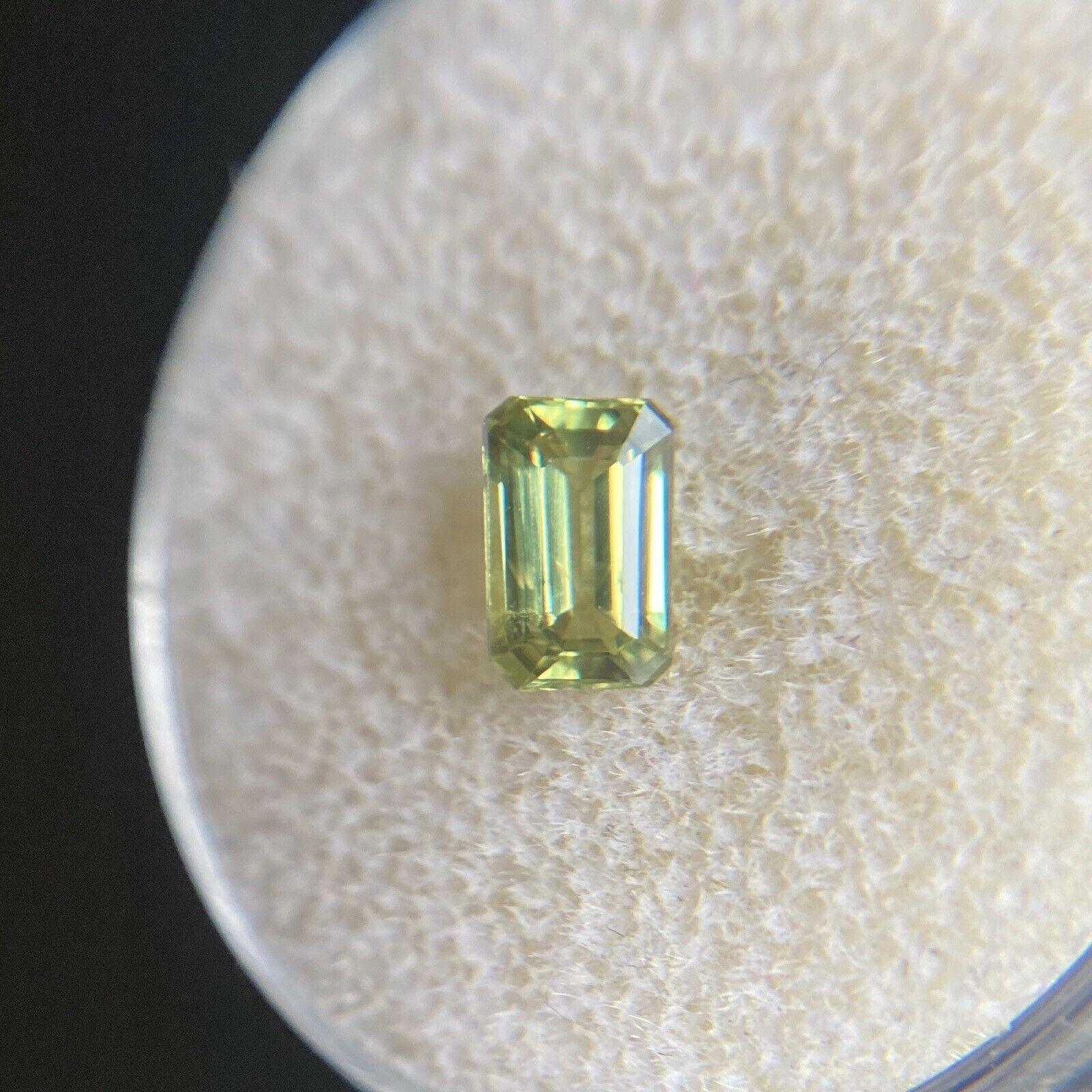 Fine 0.80ct Green Yellow Untreated Australian Sapphire Emerald Cut Gem For Sale 3