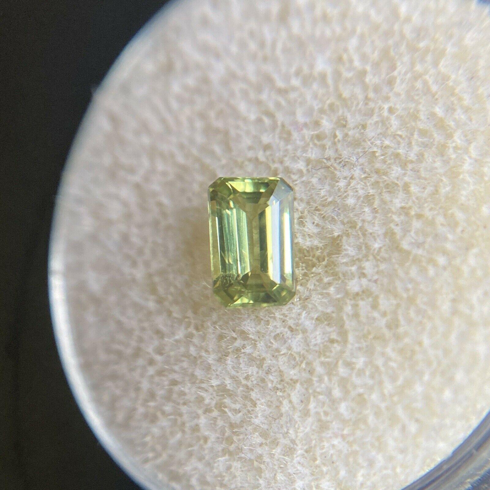 Fine 0.80ct Green Yellow Untreated Australian Sapphire Emerald Cut Gem For Sale 4