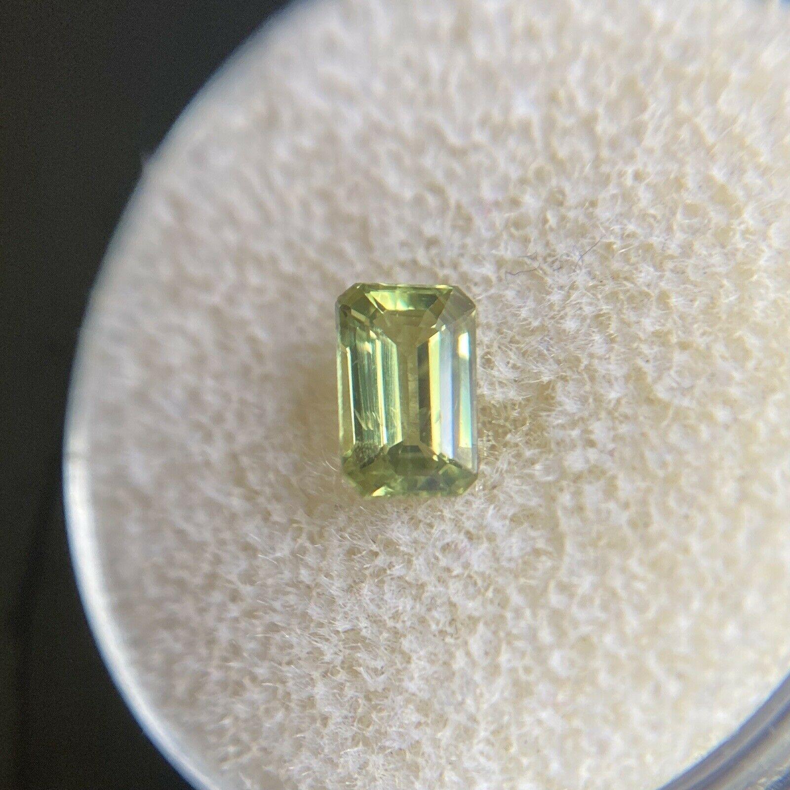 Fine 0.80ct Green Yellow Untreated Australian Sapphire Emerald Cut Gem For Sale 5
