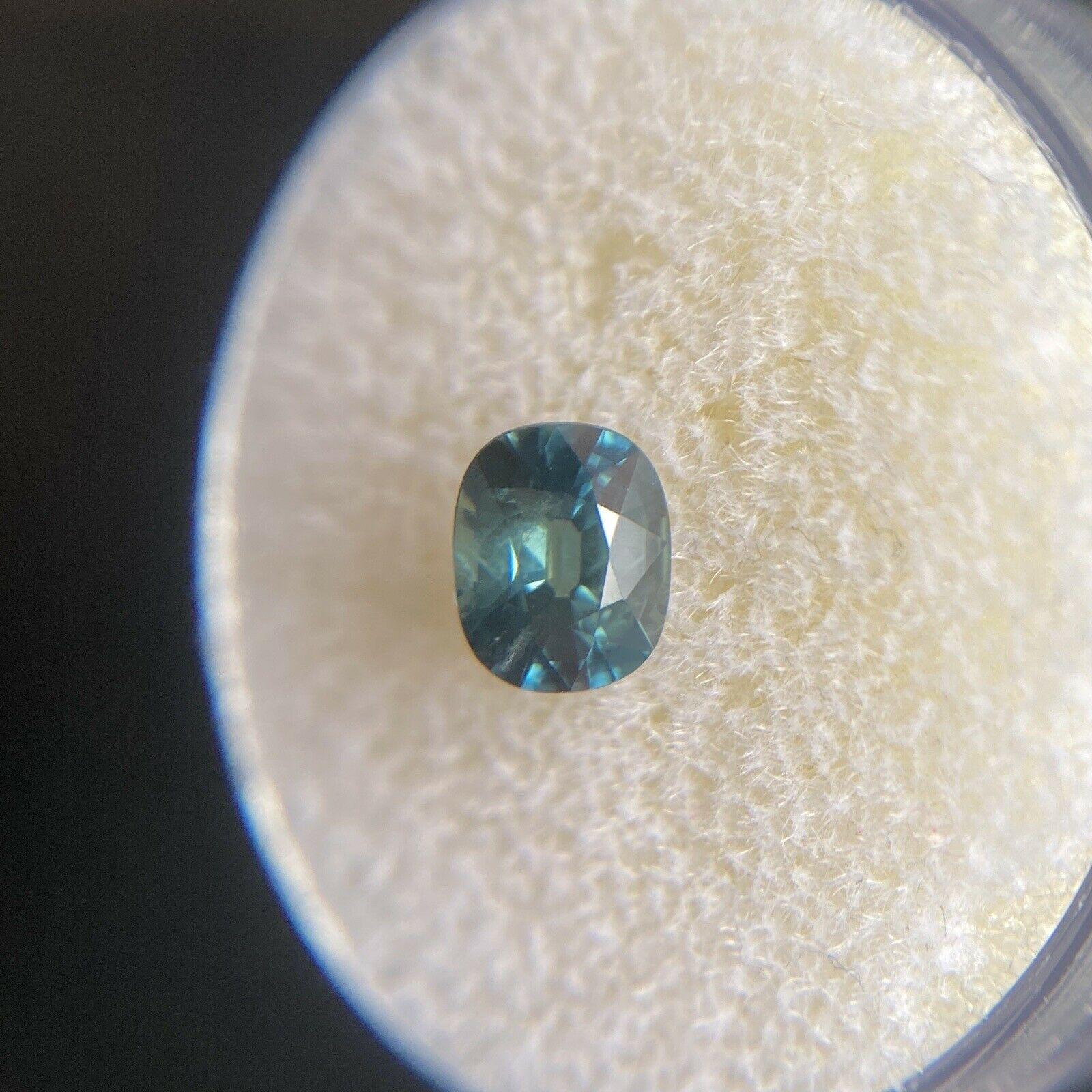 Fine 1.01ct Blue Green Teal Australian Sapphire Cushion Cut Gemstone For Sale 1