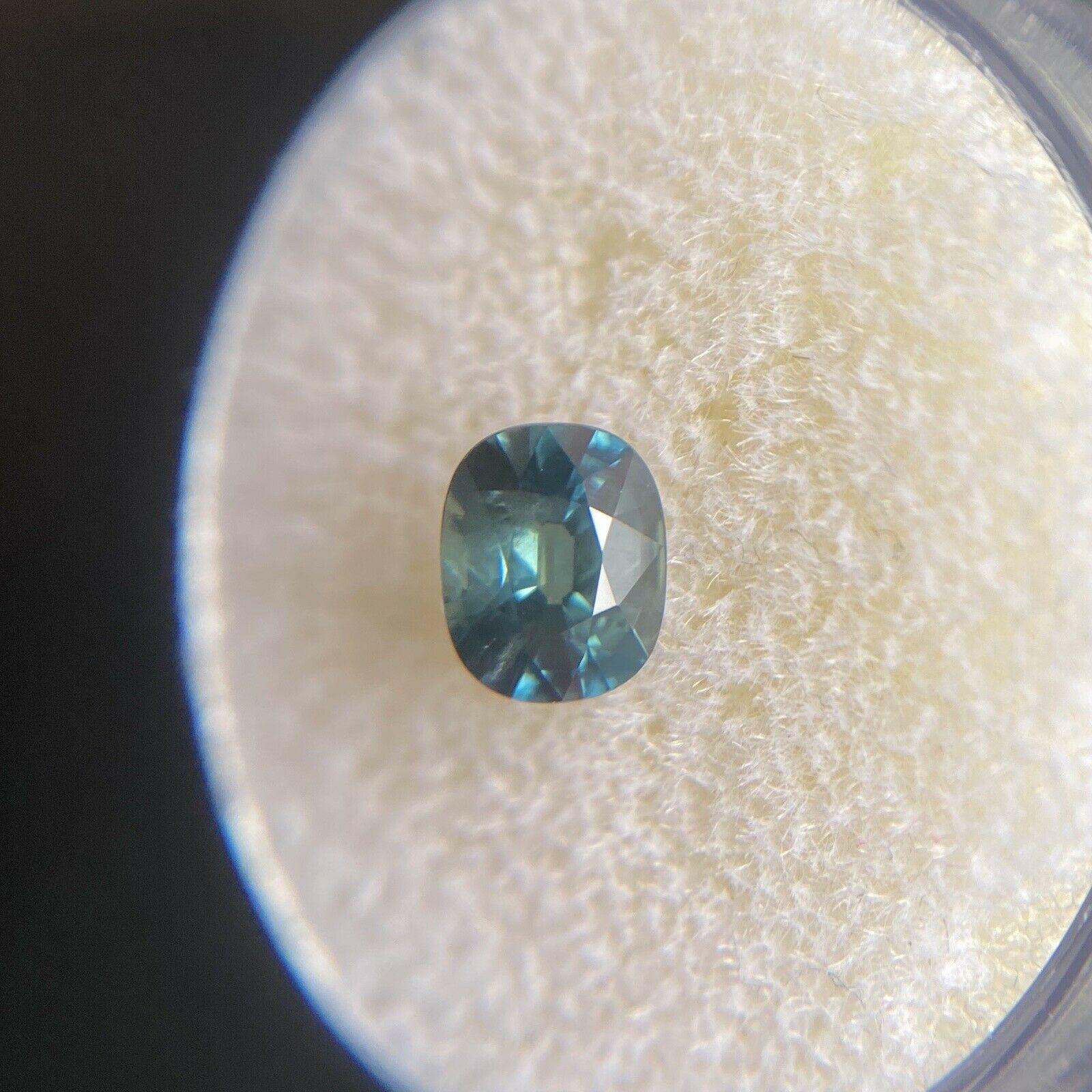 Fine 1.01ct Blue Green Teal Australian Sapphire Cushion Cut Gemstone For Sale 3