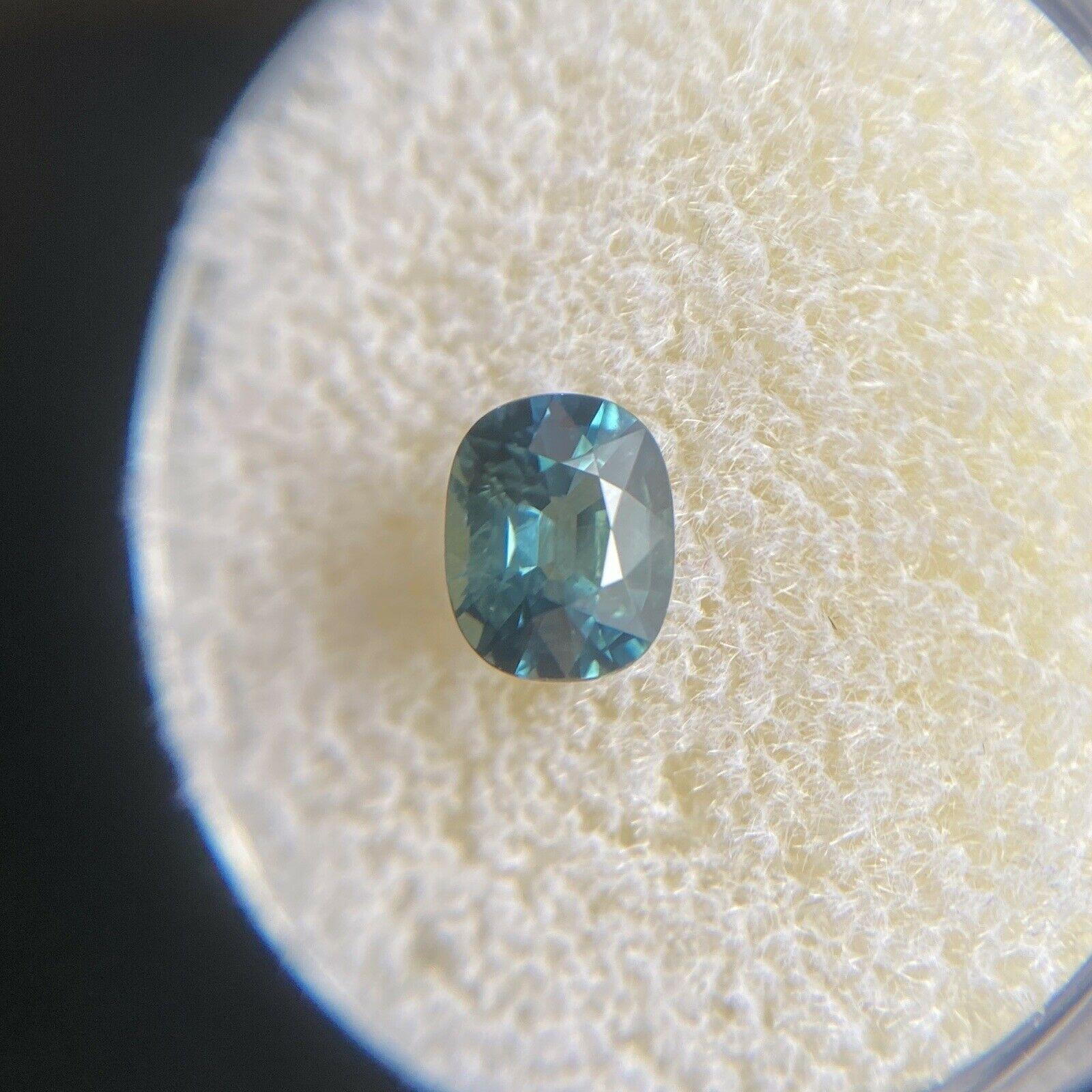 Fine 1.01ct Blue Green Teal Australian Sapphire Cushion Cut Gemstone For Sale 5