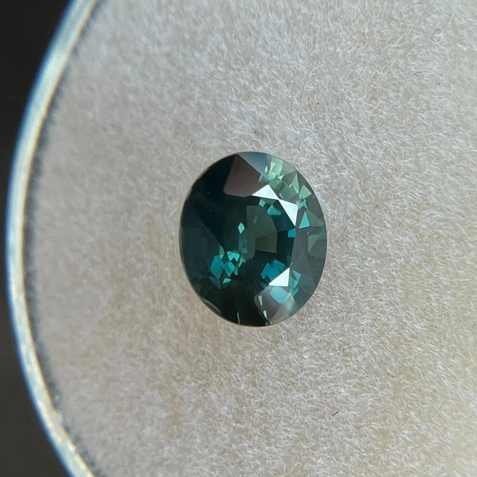 Women's or Men's Fine 1.06ct Green Blue Natural Sapphire Oval Cut Loose Gem 6.4x5.6mm For Sale