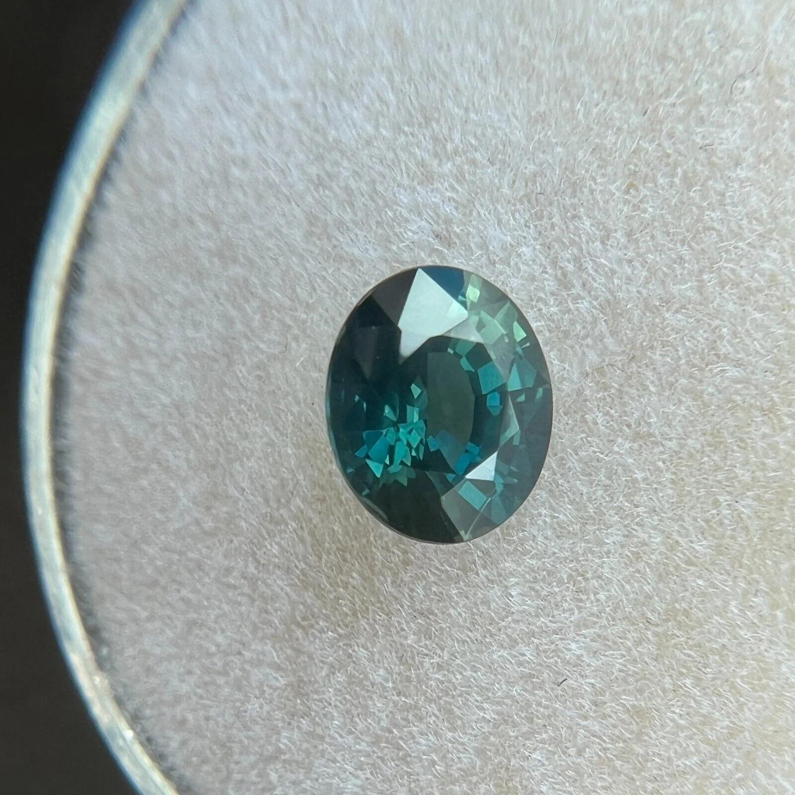 Fine 1.06ct Green Blue Natural Sapphire Oval Cut Loose Gem 6.4x5.6mm For Sale 1