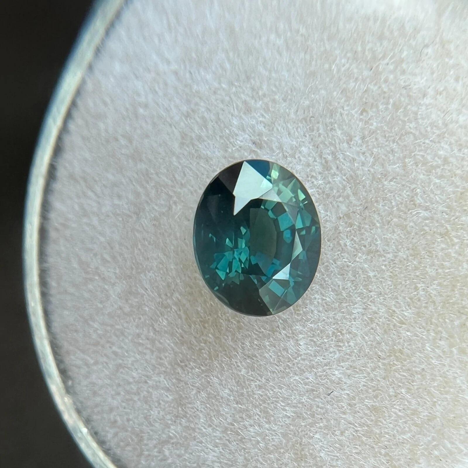 Fine 1.06ct Green Blue Natural Sapphire Oval Cut Loose Gem 6.4x5.6mm For Sale 3