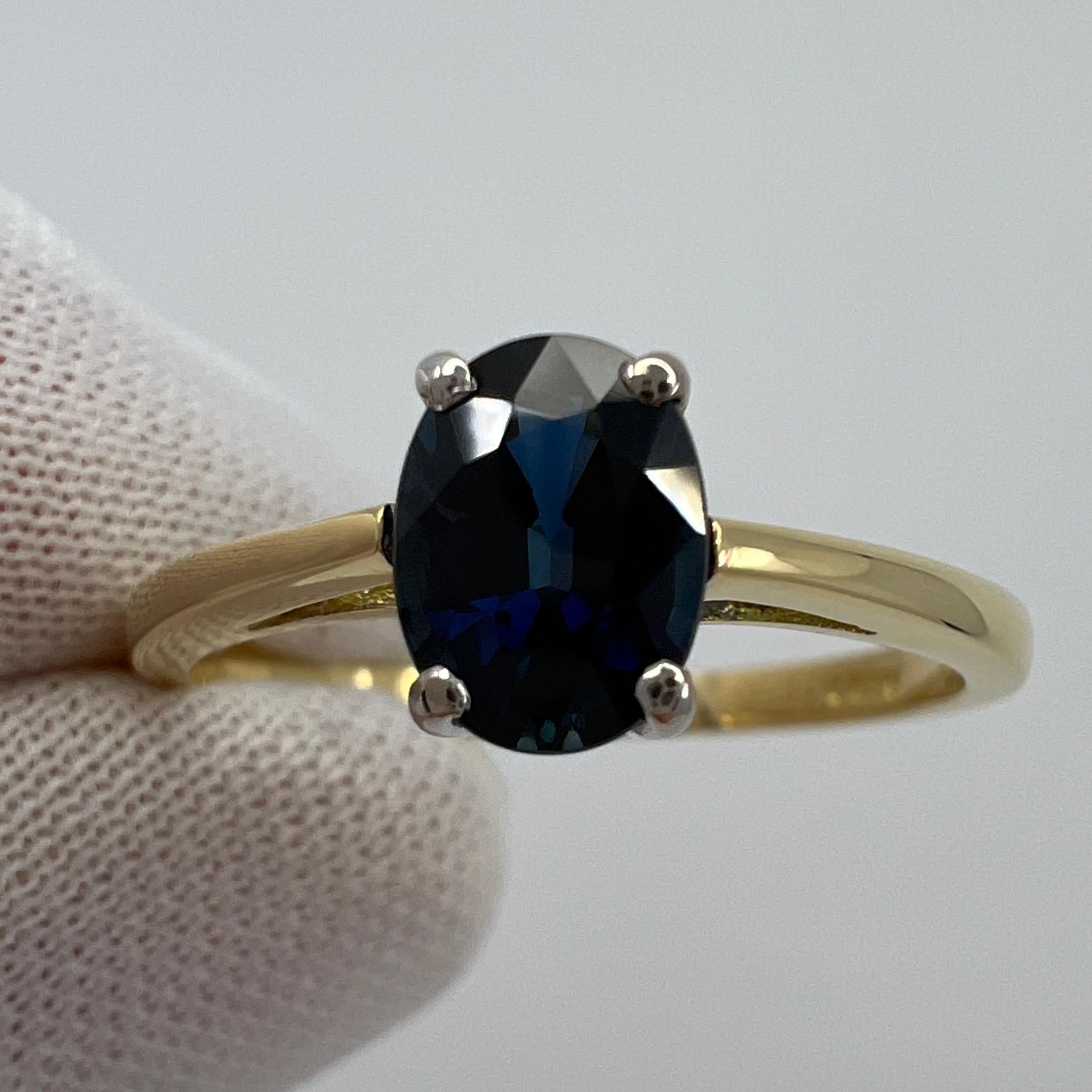 Natural Fine Blue Sapphire 18k White & Yellow Gold Solitaire Ring.

1.13 Carat stone with a stunning deep teal blue colour with excellent clarity, a very clean stone. 

This sapphire also has an excellent oval cut which shows lots of sparkle and