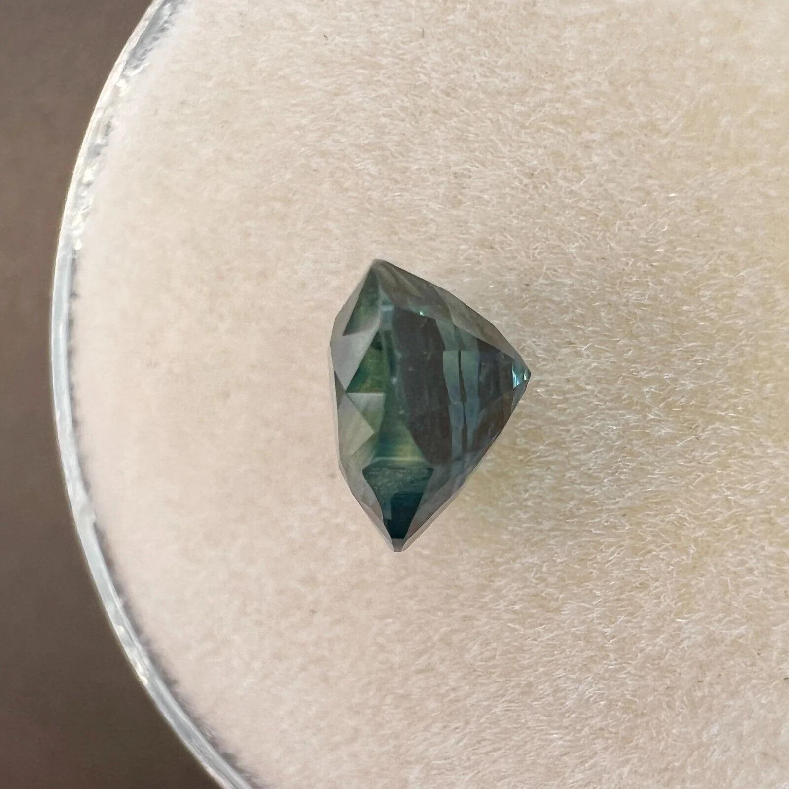 Fine 1.20ct Australian Vivid Green Blue Sapphire Heart Cut Rare Gem 6.7x5.5mm For Sale 2
