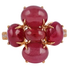 12.8ct cabochon Burma Natural Ruby, Diamond Ring in Solid 18 Carat Yellow Gold