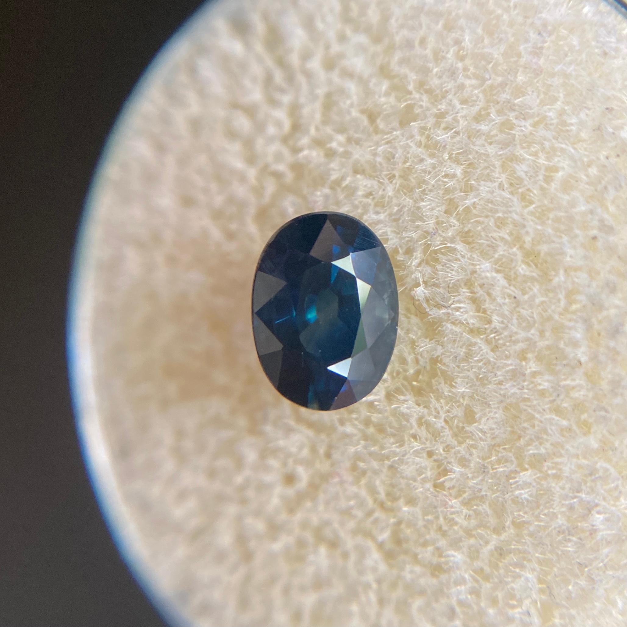 Fine 1.29ct Deep Blue Australian Sapphire Oval Cut Loose Rare Loose Gem 4
