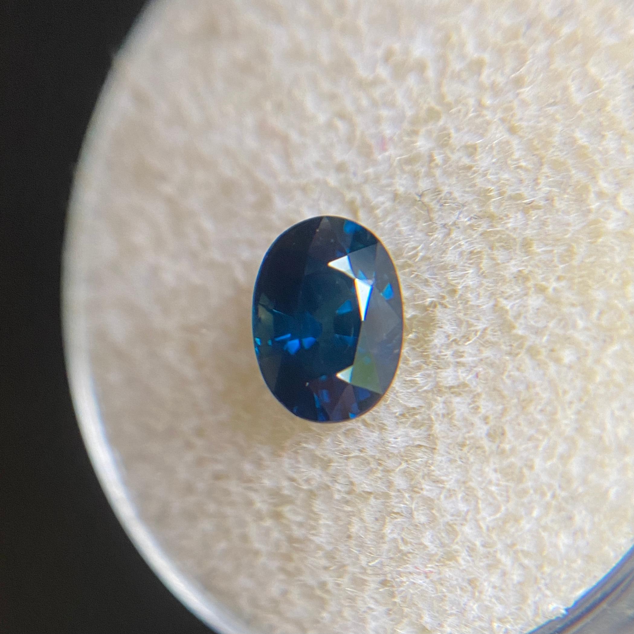 Men's Fine 1.29ct Deep Blue Australian Sapphire Oval Cut Loose Rare Loose Gem