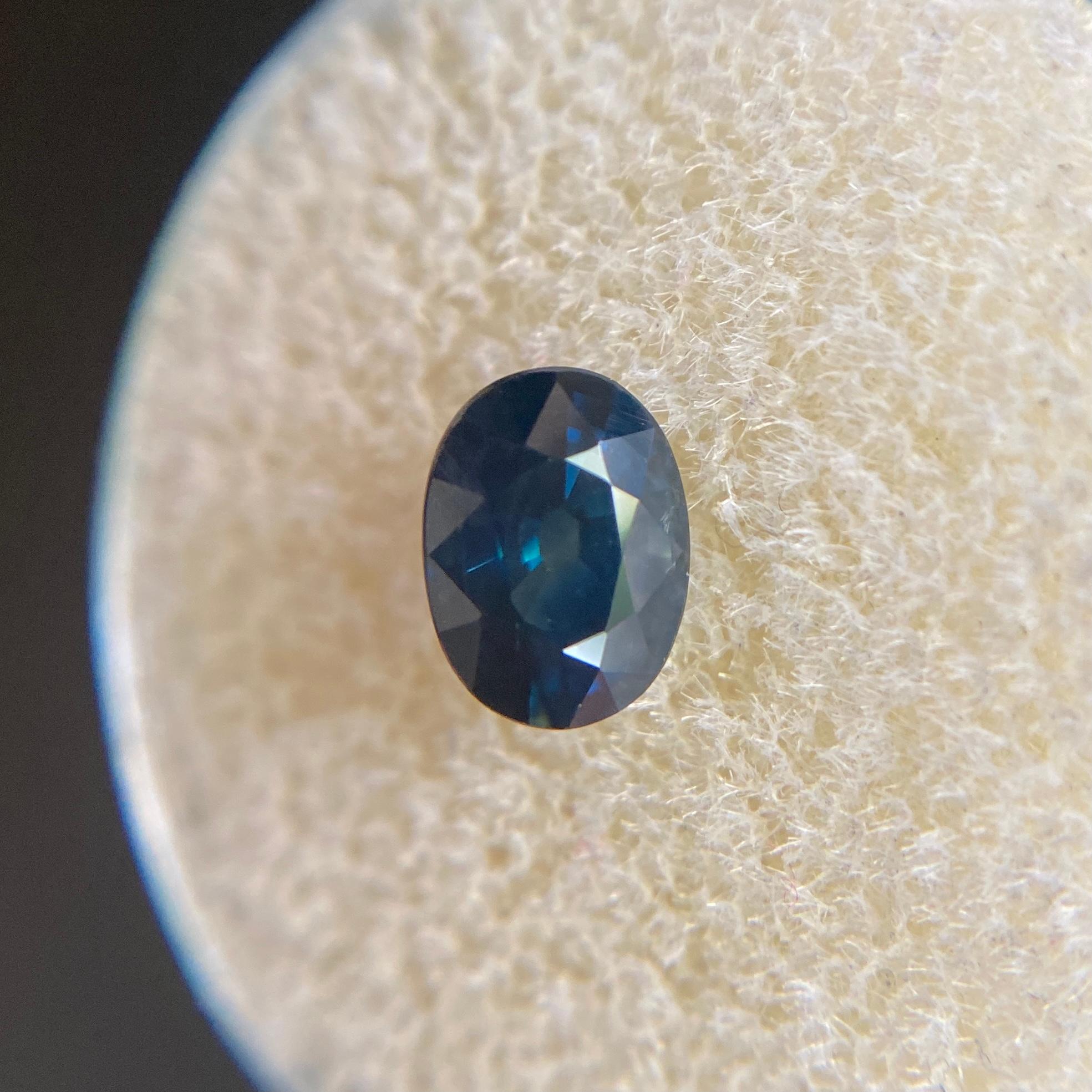 Fine 1.29ct Deep Blue Australian Sapphire Oval Cut Loose Rare Loose Gem 1