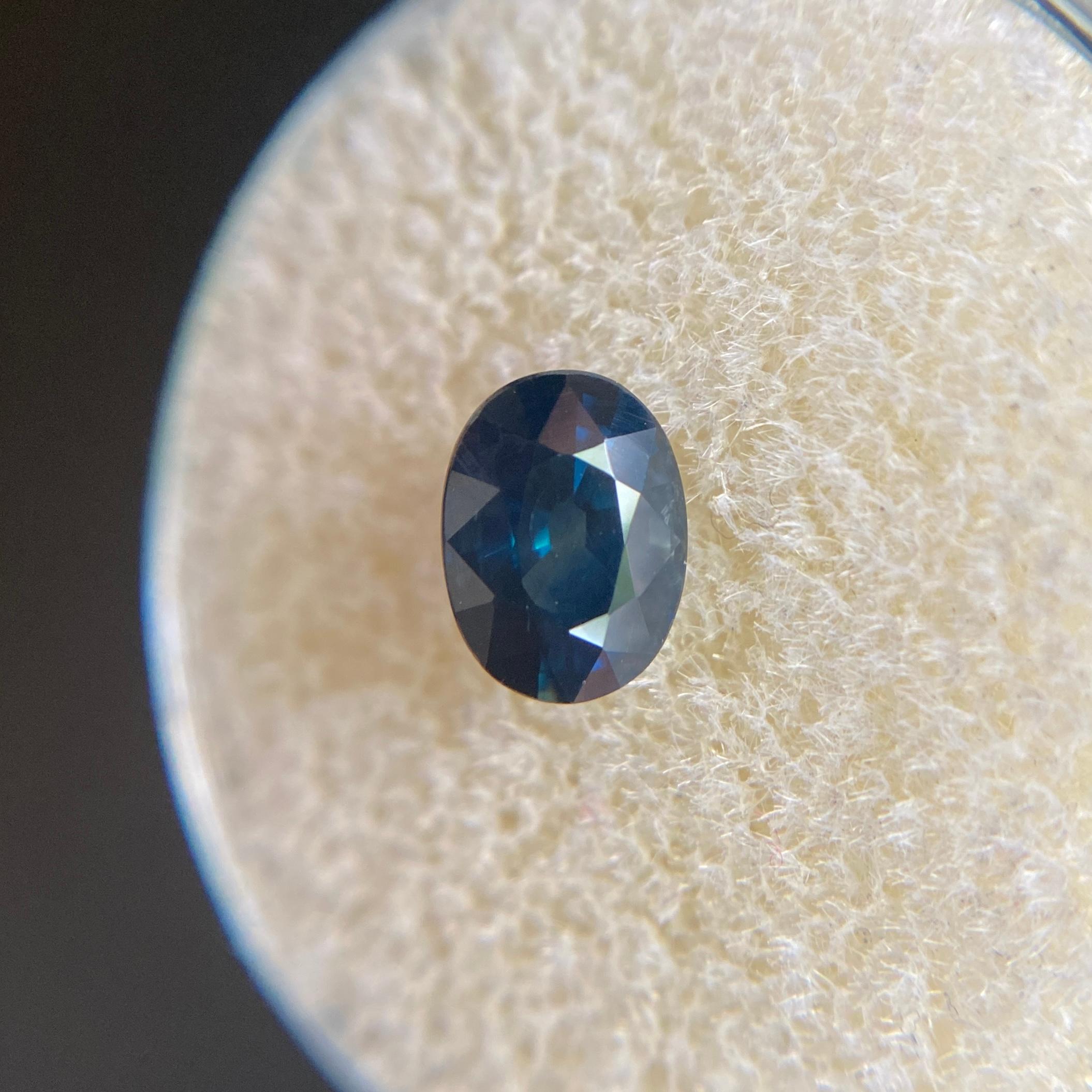 Fine 1.29ct Deep Blue Australian Sapphire Oval Cut Loose Rare Loose Gem 2