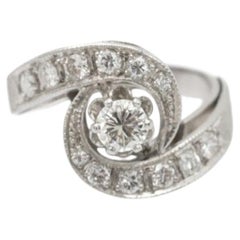 Raffinato anello in oro bianco 14 carati con diamanti a taglio brillante da 0,65 ct.