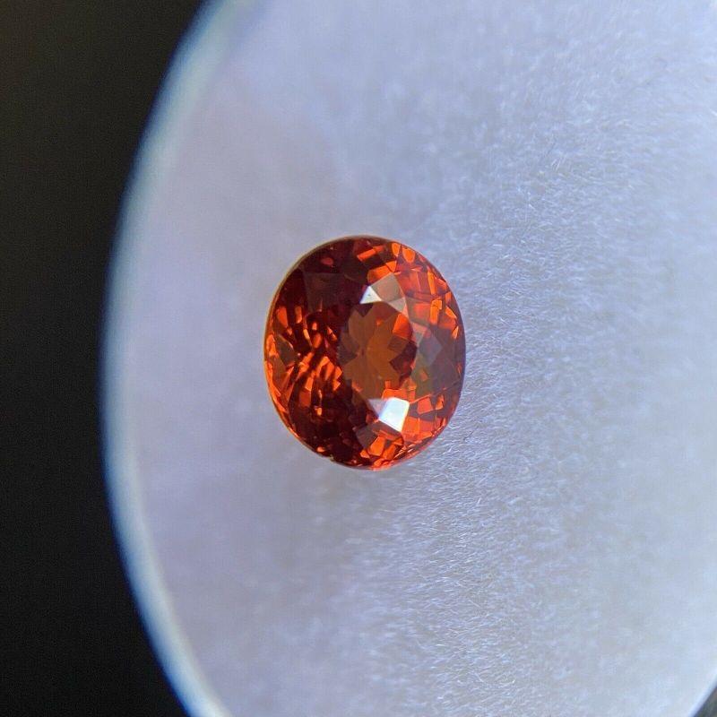 Fine 1.41ct Vivid Orange Spessartine Garnet Oval Cut 6.4 x 5.6mm

Fine Natural Spessartine Garnet Loose Gemstone. 
1.41 Carat with a beautiful vivid orange colour and excellent clarity. Very clean stone. 
This stone has an excellent oval brilliant