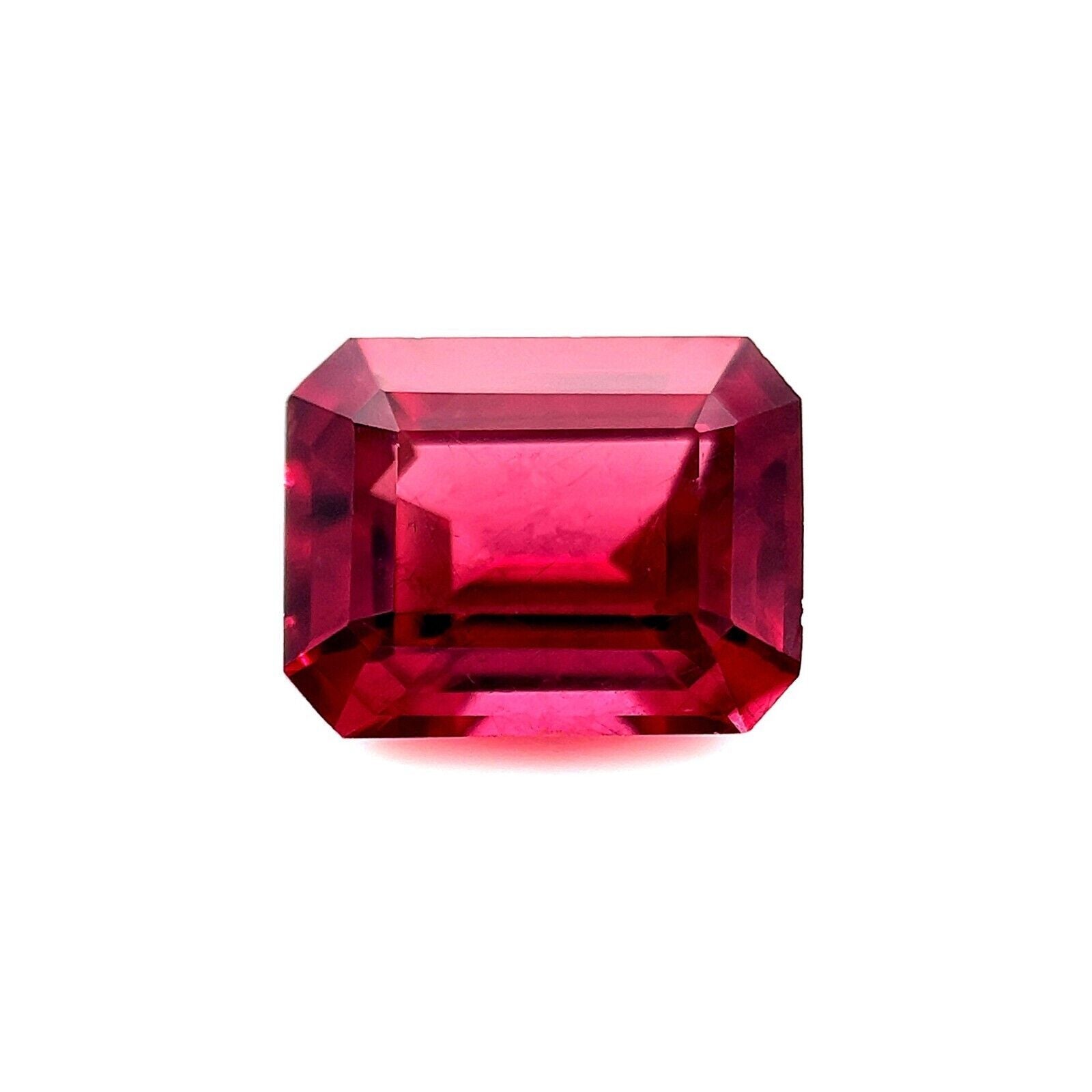 Gema de corte octogonal de esmeralda de granate rodolita rojo púrpura vivo de 1,46 ct en venta