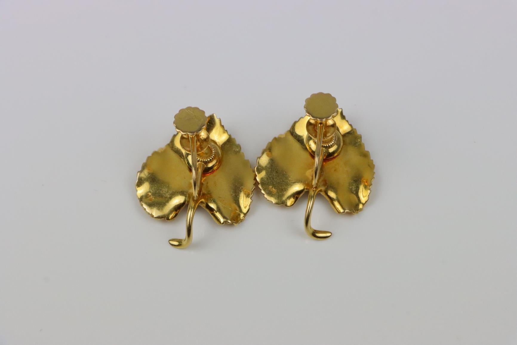 Feine 14K Gold Brosche Pin Ohrring Set im Angebot 9