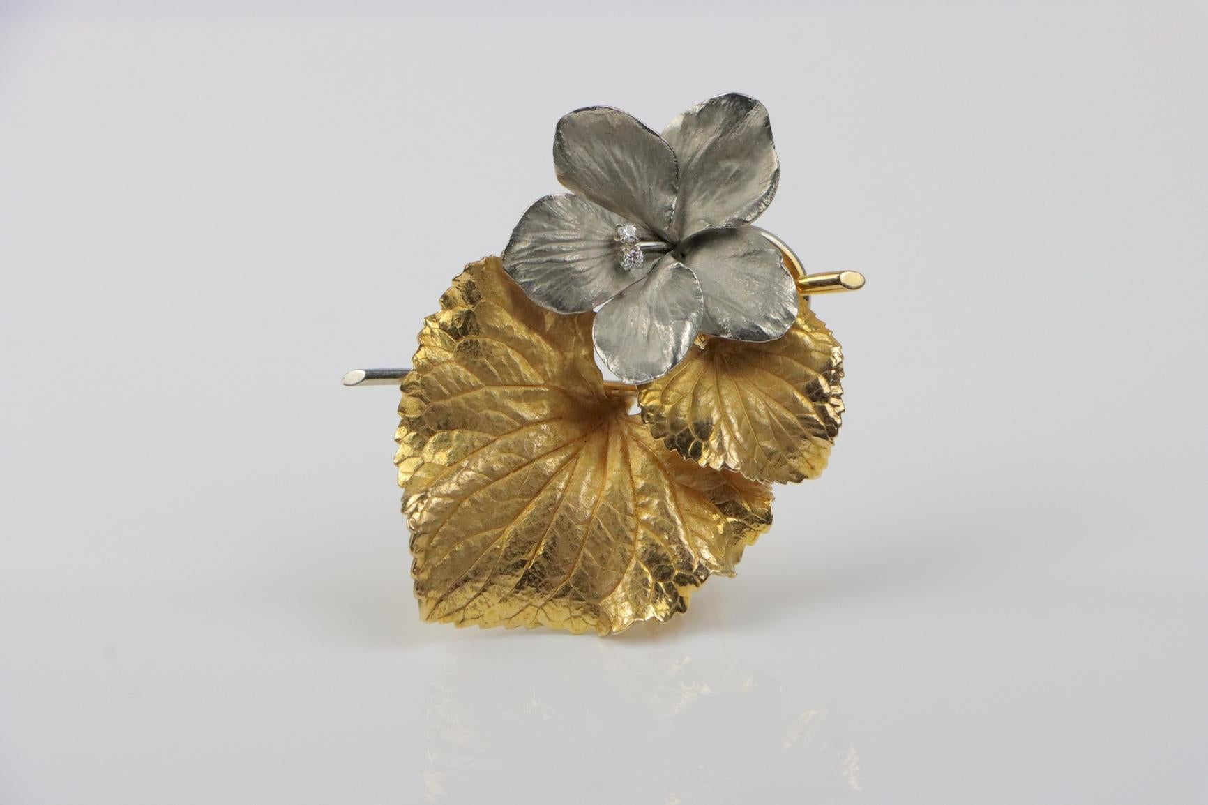 Feine 14K Gold Brosche Pin Ohrring Set im Zustand „Gut“ im Angebot in Flushing, NY