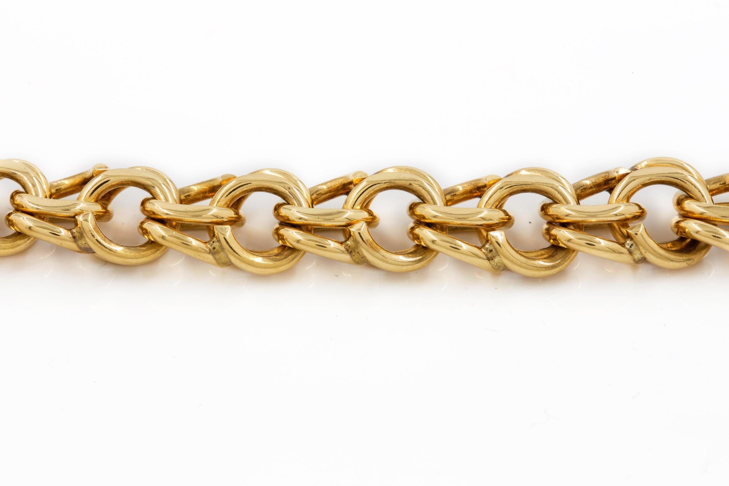 Fine 14K Gold Double-Link Bracelet with Heart Clasp, 7 1/2