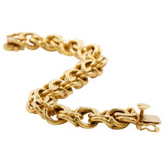 Fine 14K Gold Double-Link Bracelet with Heart Clasp, 7 1/2" long
