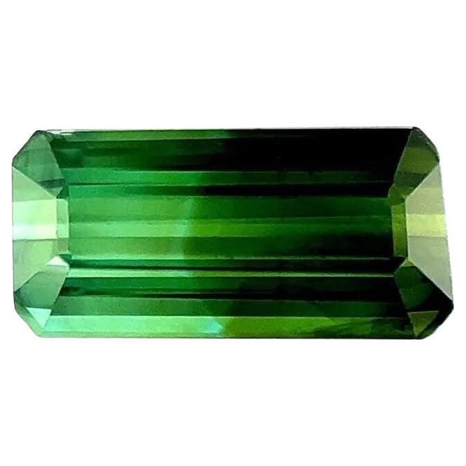 Fine 1.52ct Green Blue Bi Colour Tourmaline Emerald Cut Rare Gem VS For Sale