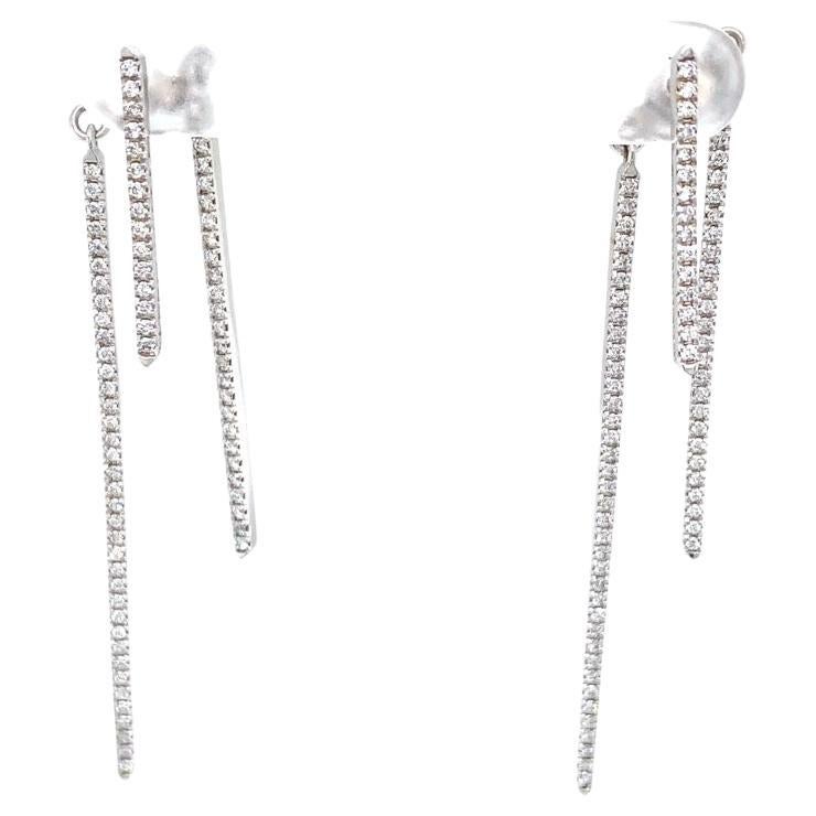 Fine 1.60ct Triple Diamond Graduated Earrings in 18ct White Gold For Sale