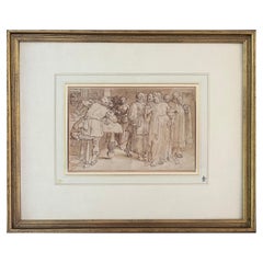 Fino dibujo del siglo XVI de la Llamada de Mateo por Ambrosius Francken