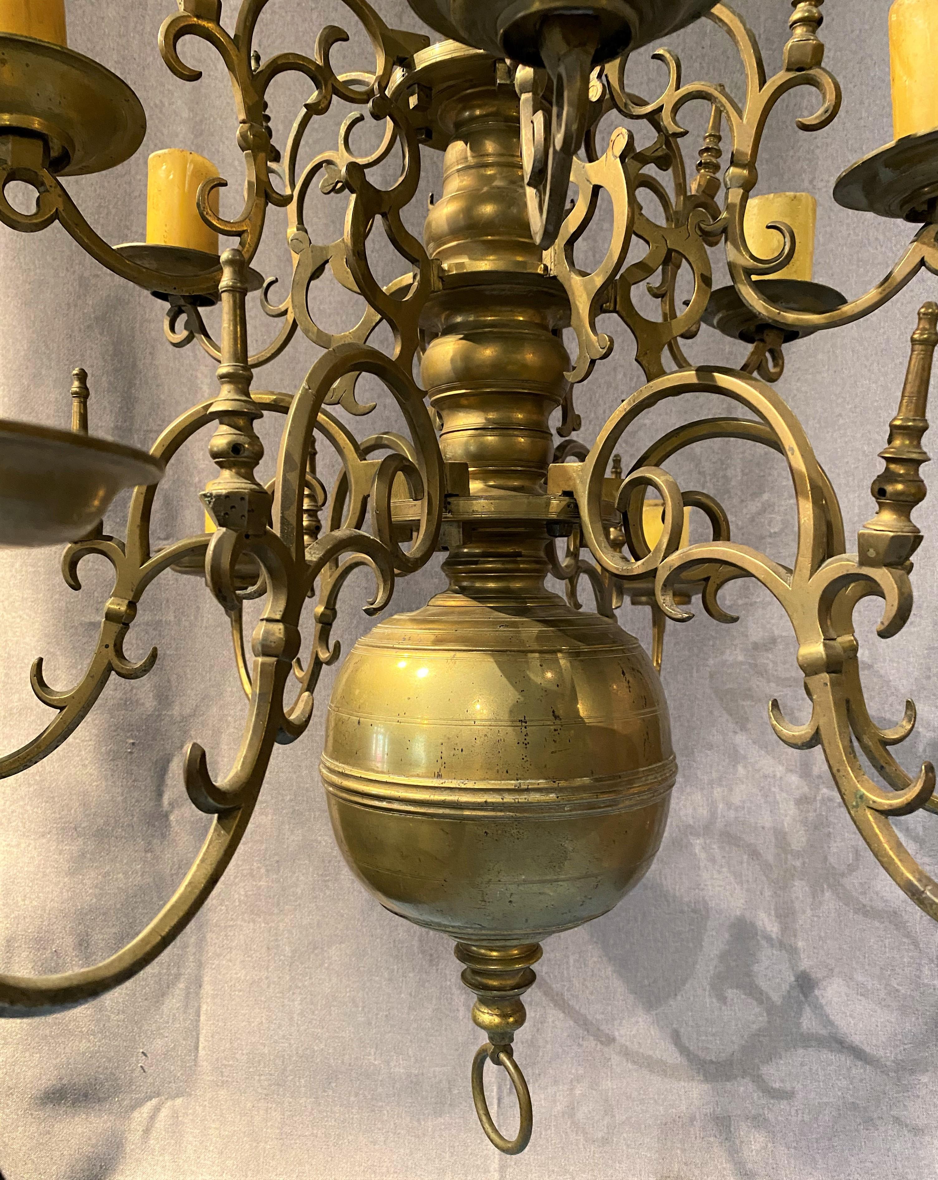 two tier brass chandelier