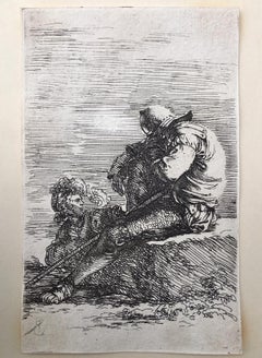 Italienische Radierung des 17. Jahrhunderts von Salvator Rosa, 1615-1673