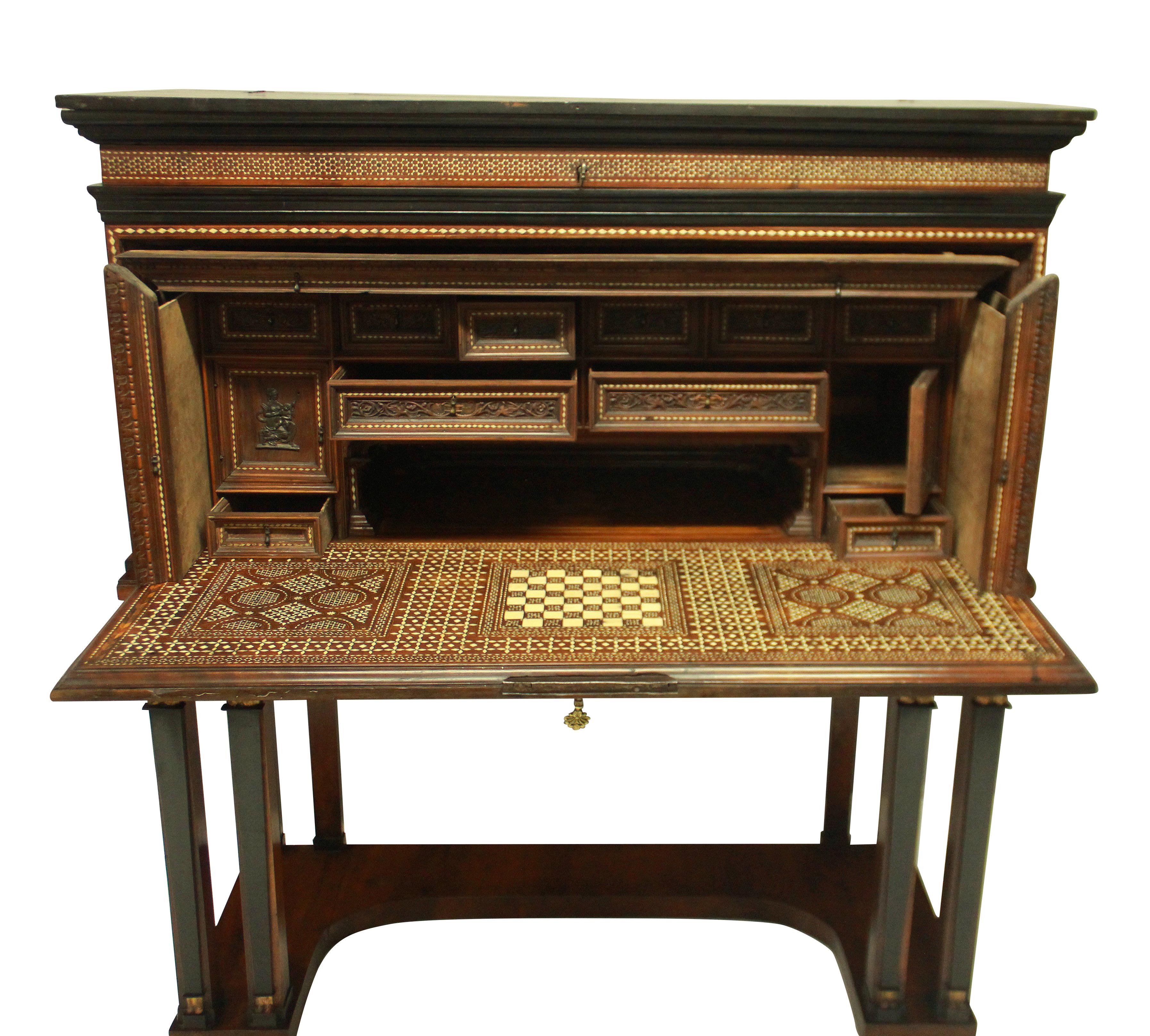 Fine 17th Century Spanish Vargueno Chest on Stand in the Moorish Taste 2