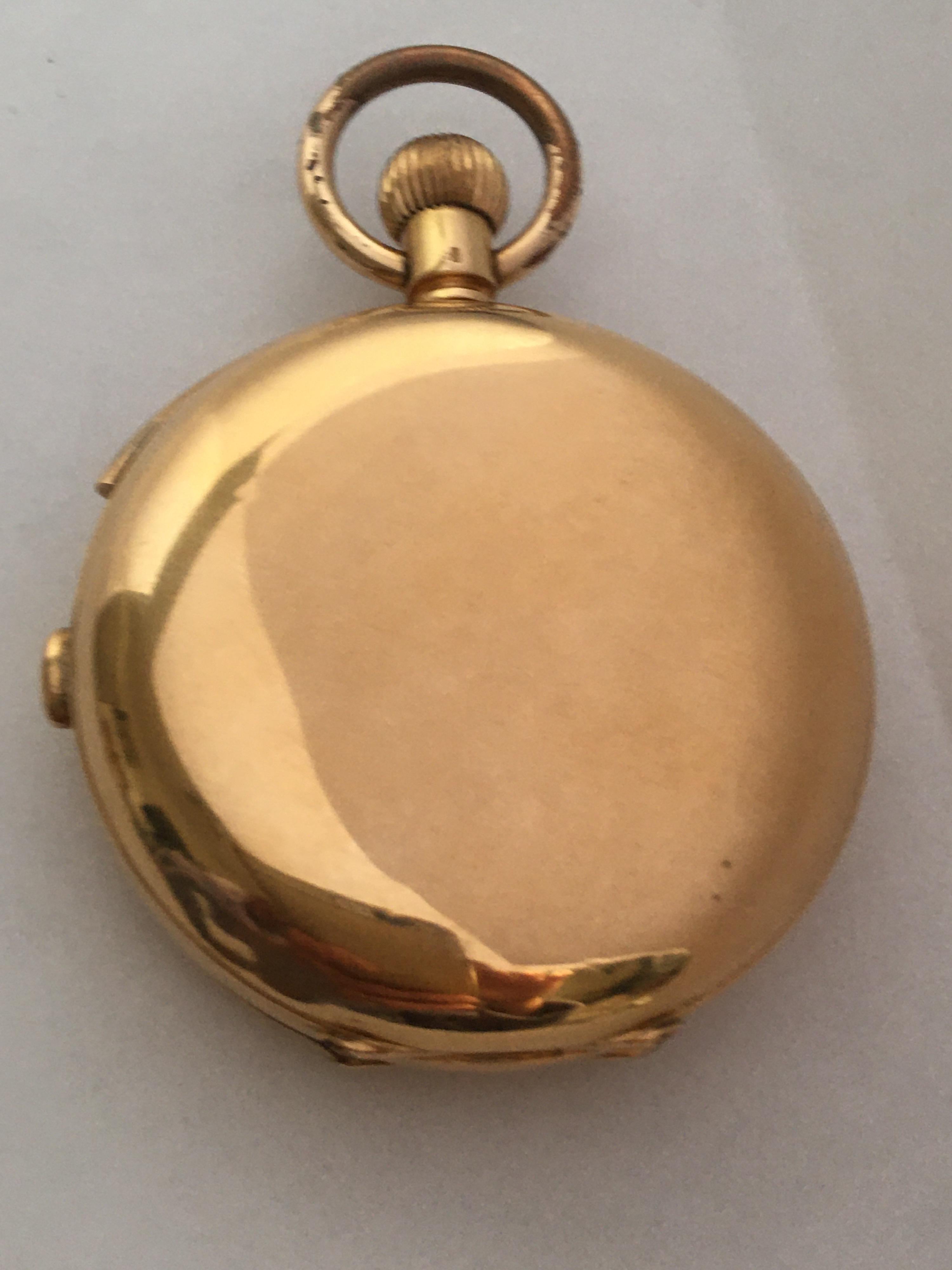This Very fine & Elegant yet amazing complex work of a Pocket Watch with its stopwatch / chronograph mechanism and it finest strikes on a gong repeater work just a perfect combination of most complicated & collectible pocket watch. It sits on an 18K