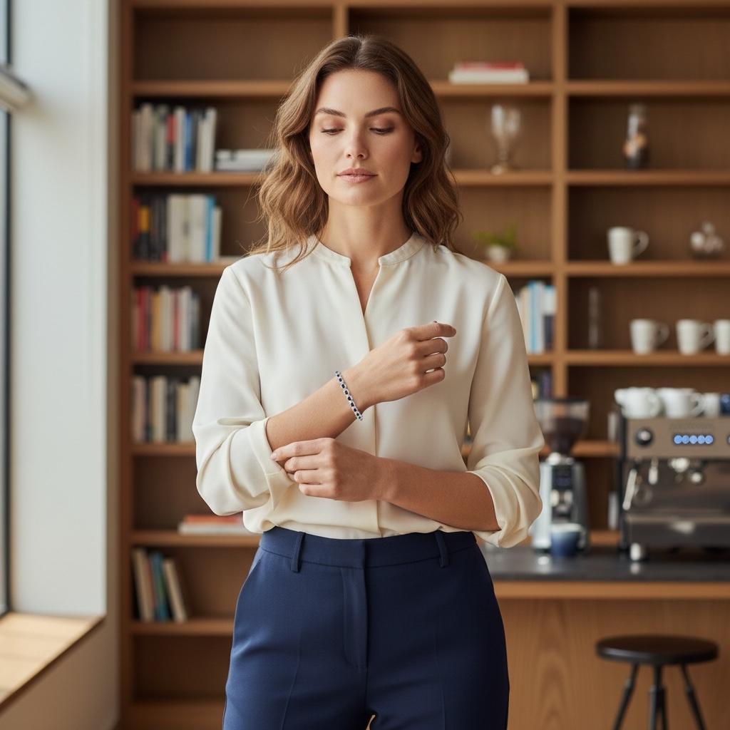 Or blanc 18 carats possédant 2,25 cts de diamants blancs de taille brillant, G/H, et très légèrement inclus, VS. Ces pierres bien assorties et bien taillées entourent 21 saphirs naturels fins. Ces saphirs ovales sont tous d'un bleu vif, sans nuances