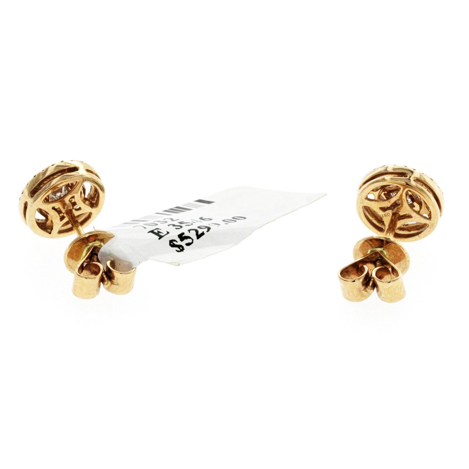 Women's Fine 18 Karat Rose Gold 0.62 Carat Natural Diamonds Stud Earrings For Sale