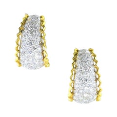 Fine 18K White & Yellow Gold Earrings pave set with 2.15 cts., of fine Diamonds