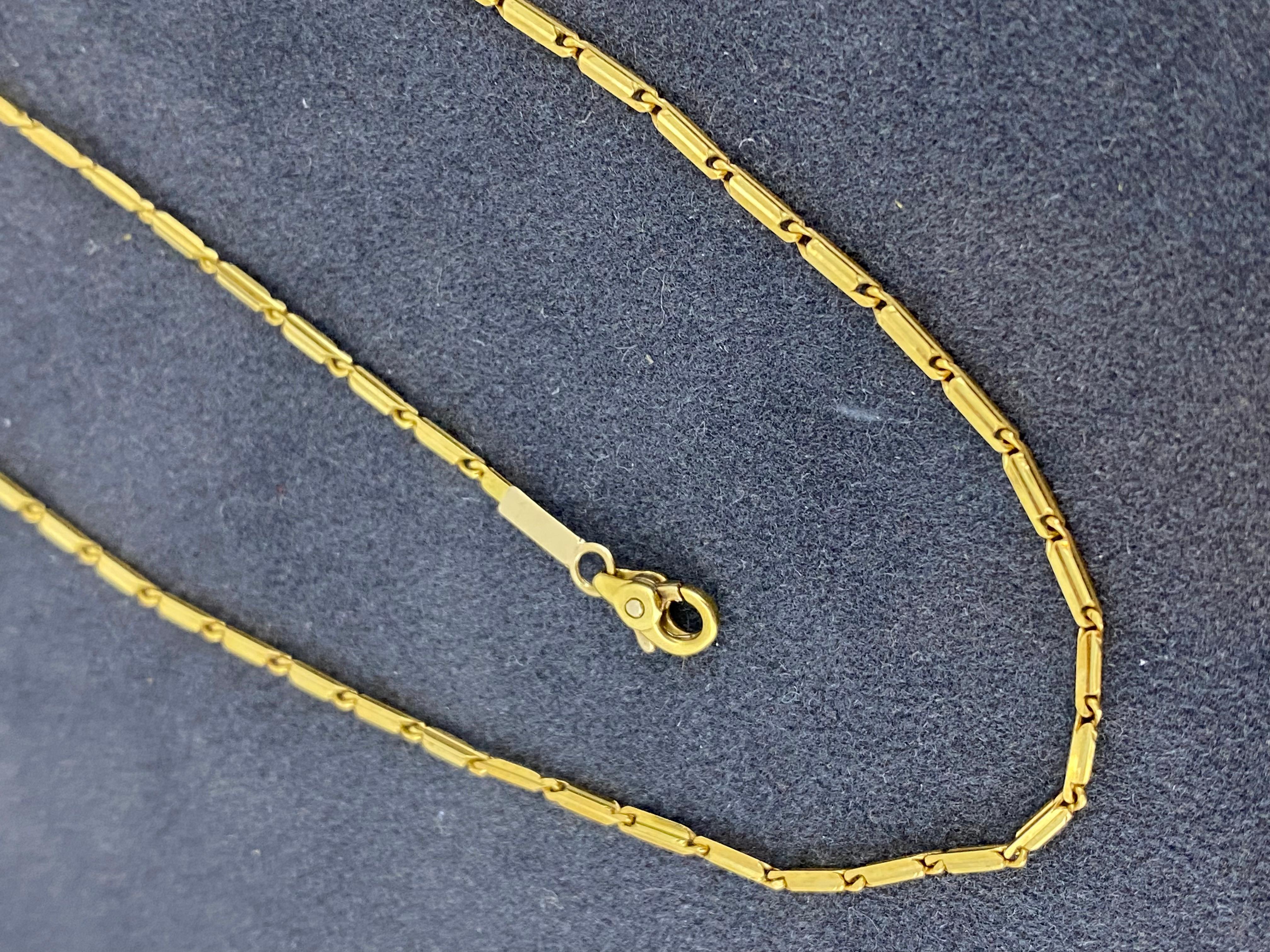 Chaîne en or jaune 18K à maillons en forme de barre, de fabrication italienne, 45cm - 17.7 pouces. Excellent état - En vente à MELBOURNE, AU