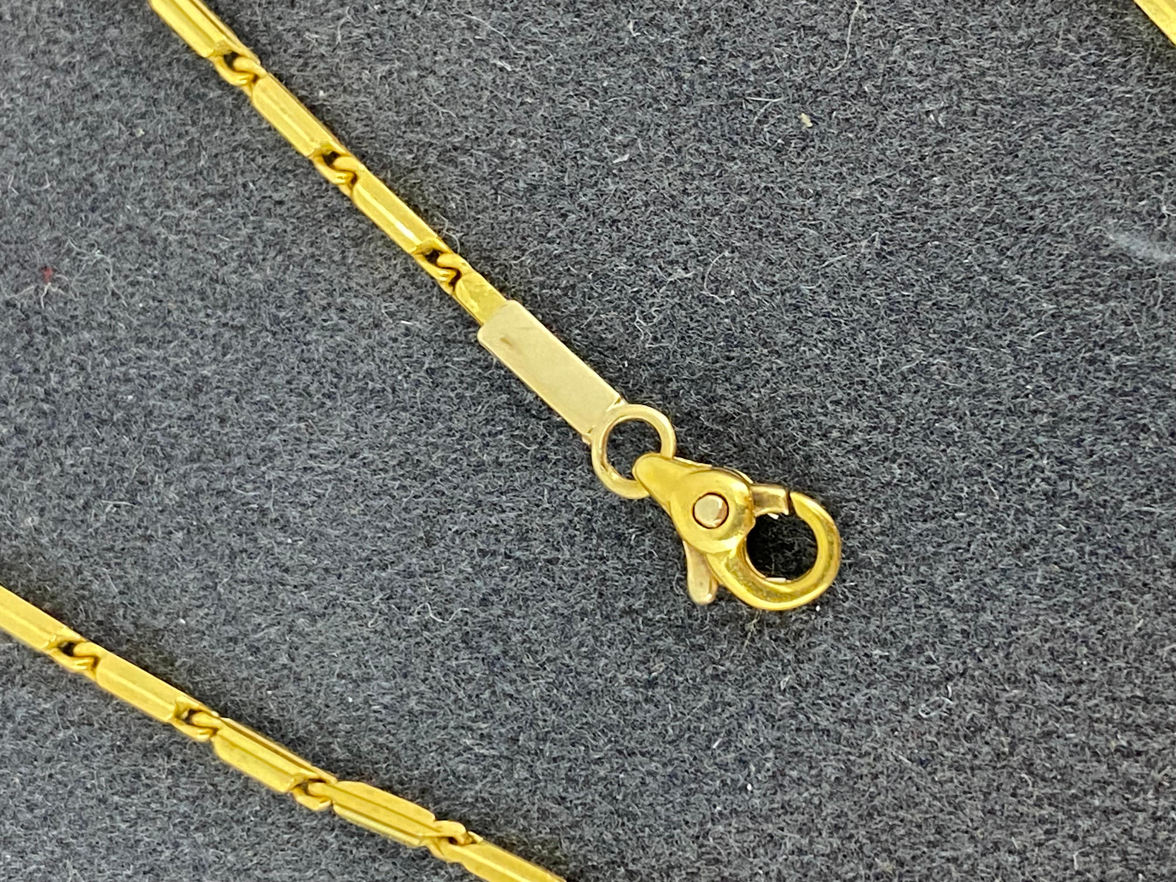 Chaîne en or jaune 18K à maillons en forme de barre, de fabrication italienne, 45cm - 17.7 pouces. Unisexe en vente