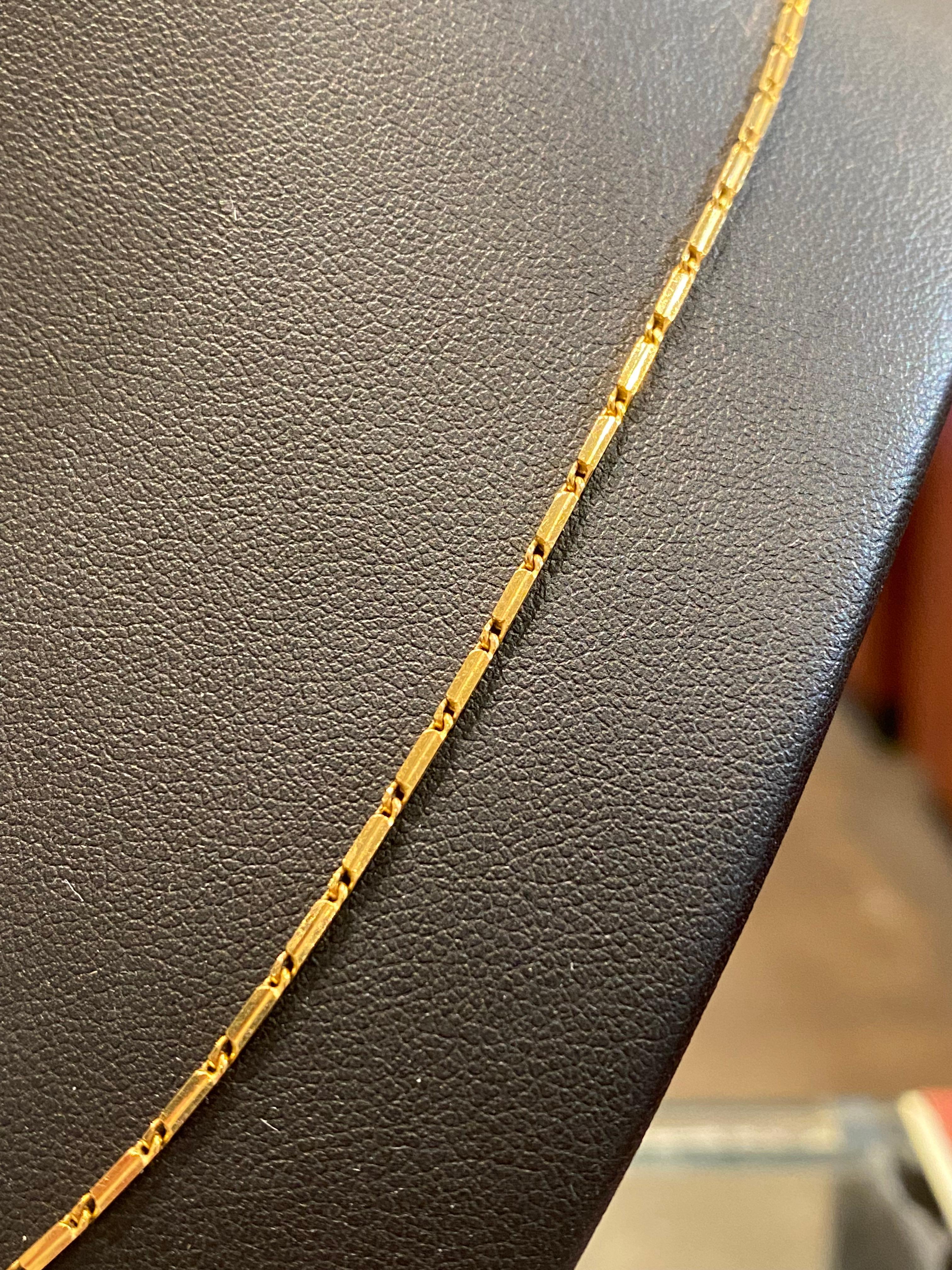 Chaîne en or jaune 18K à maillons en forme de barre, de fabrication italienne, 45cm - 17.7 pouces. en vente 2
